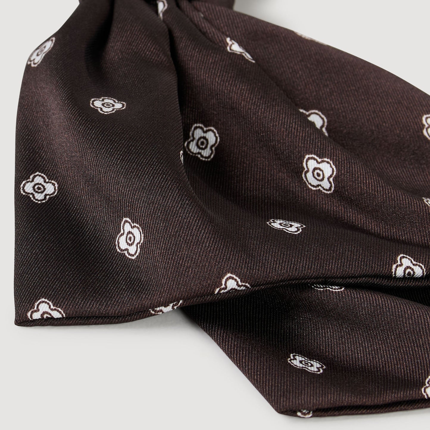 Noeud Printed Satin Bow Barrette Brown / White