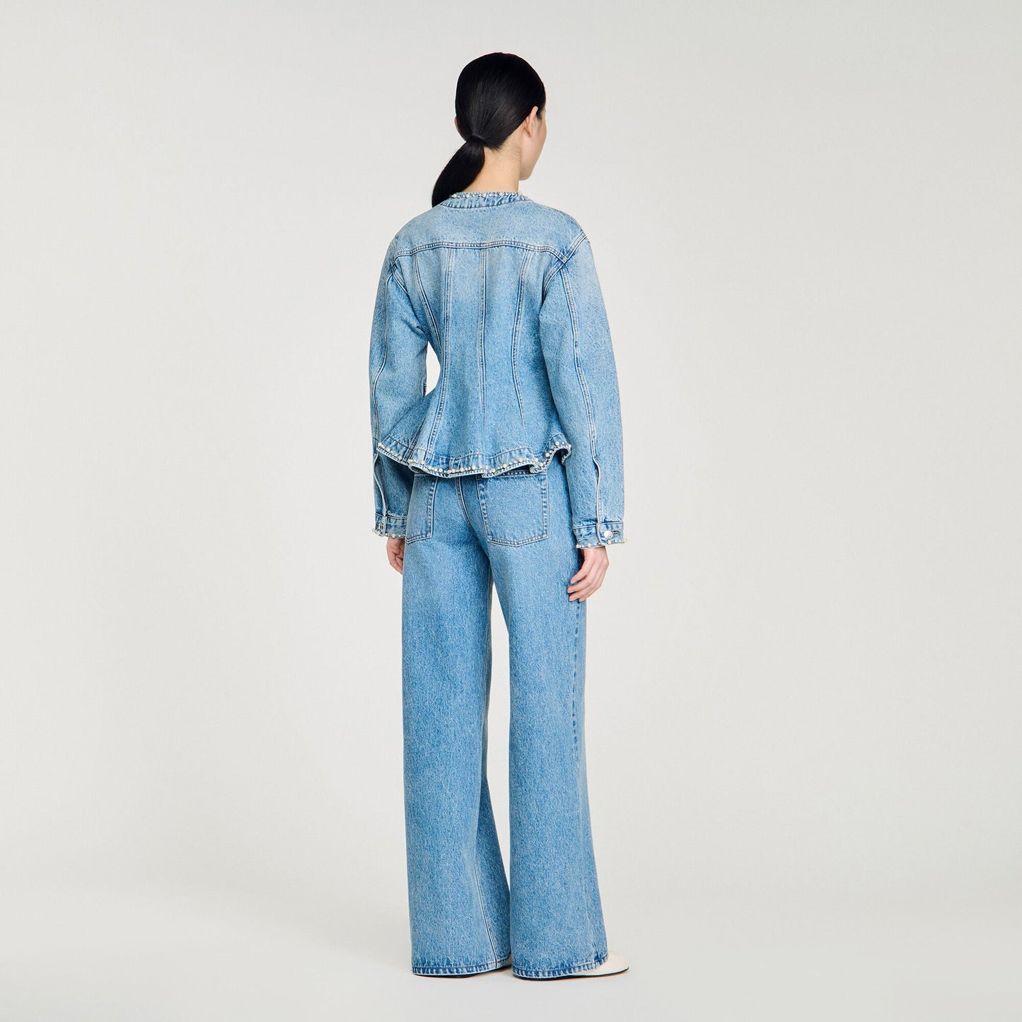 Riley Beaded Denim Jacket Blue Jean