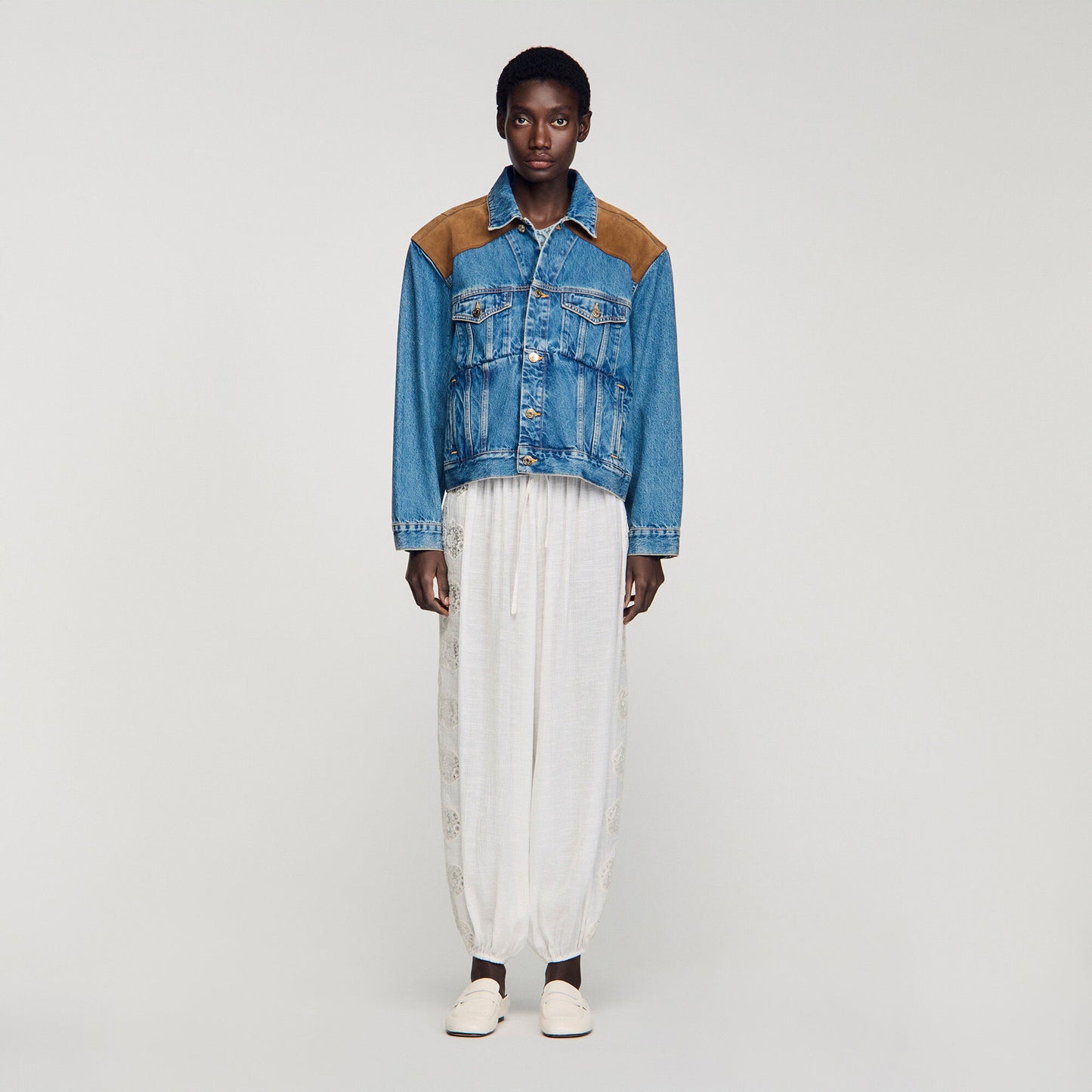 Colorado Denim And Suede Jacket Light Blue Jean