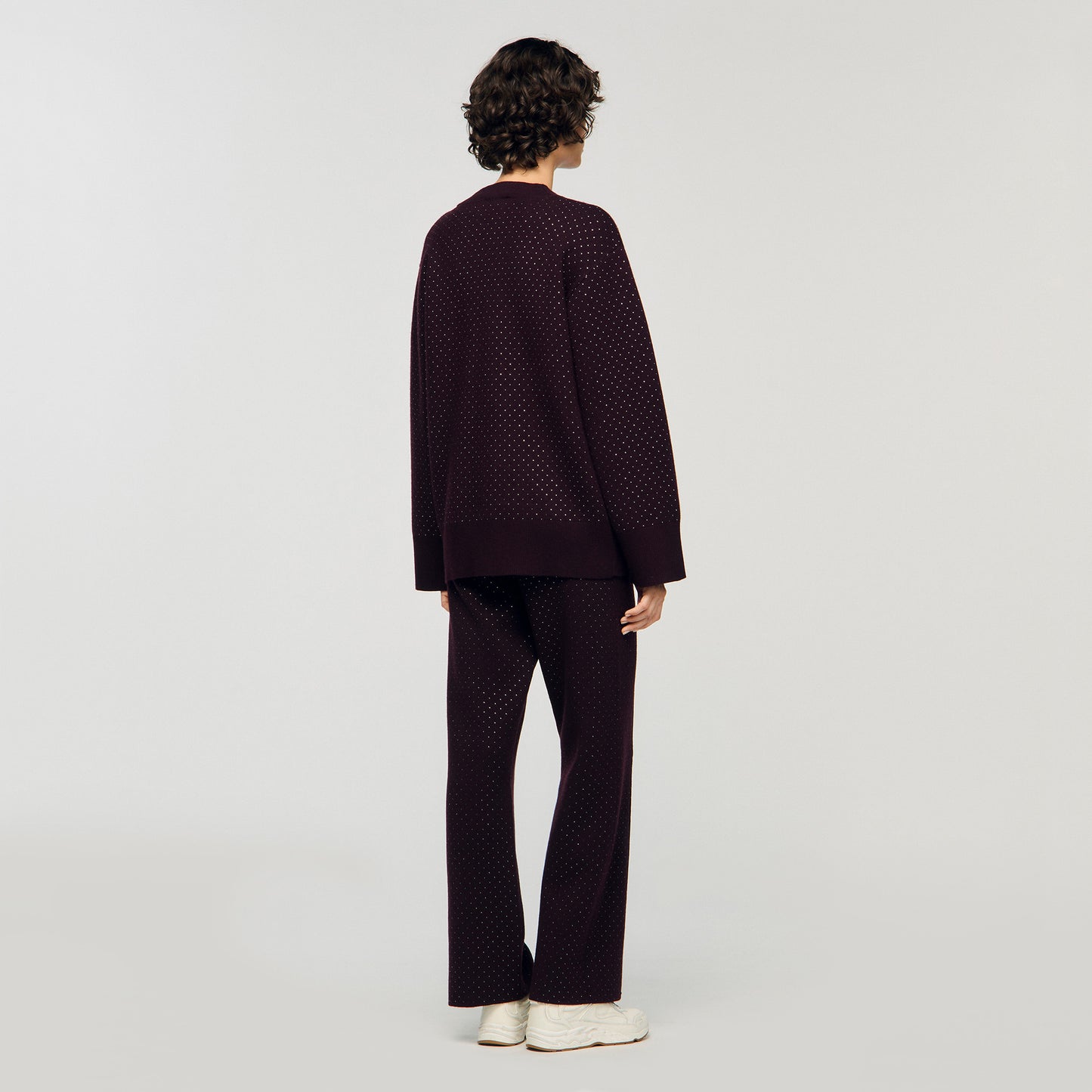 Vaddy Long Rhinestone Cardigan Light Purple