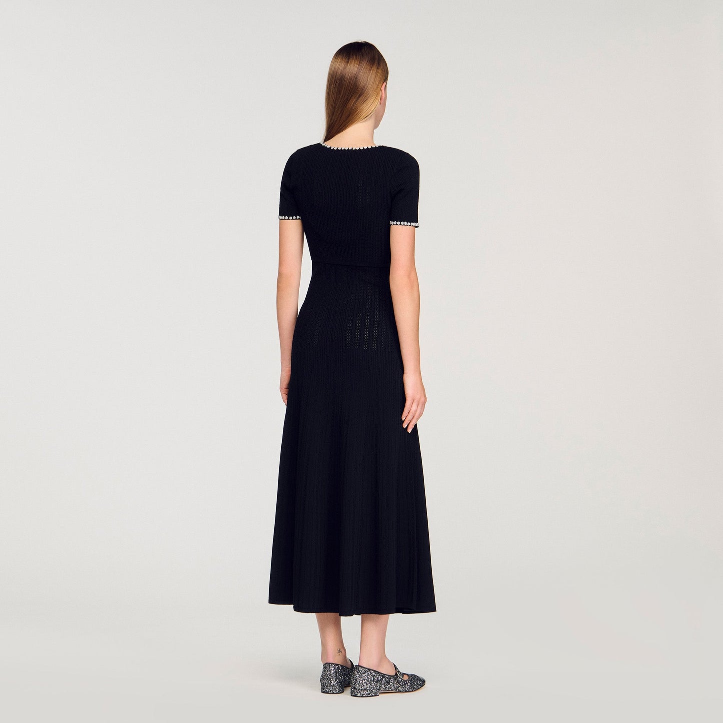 Manuel Cropped Beaded Cardigan Black