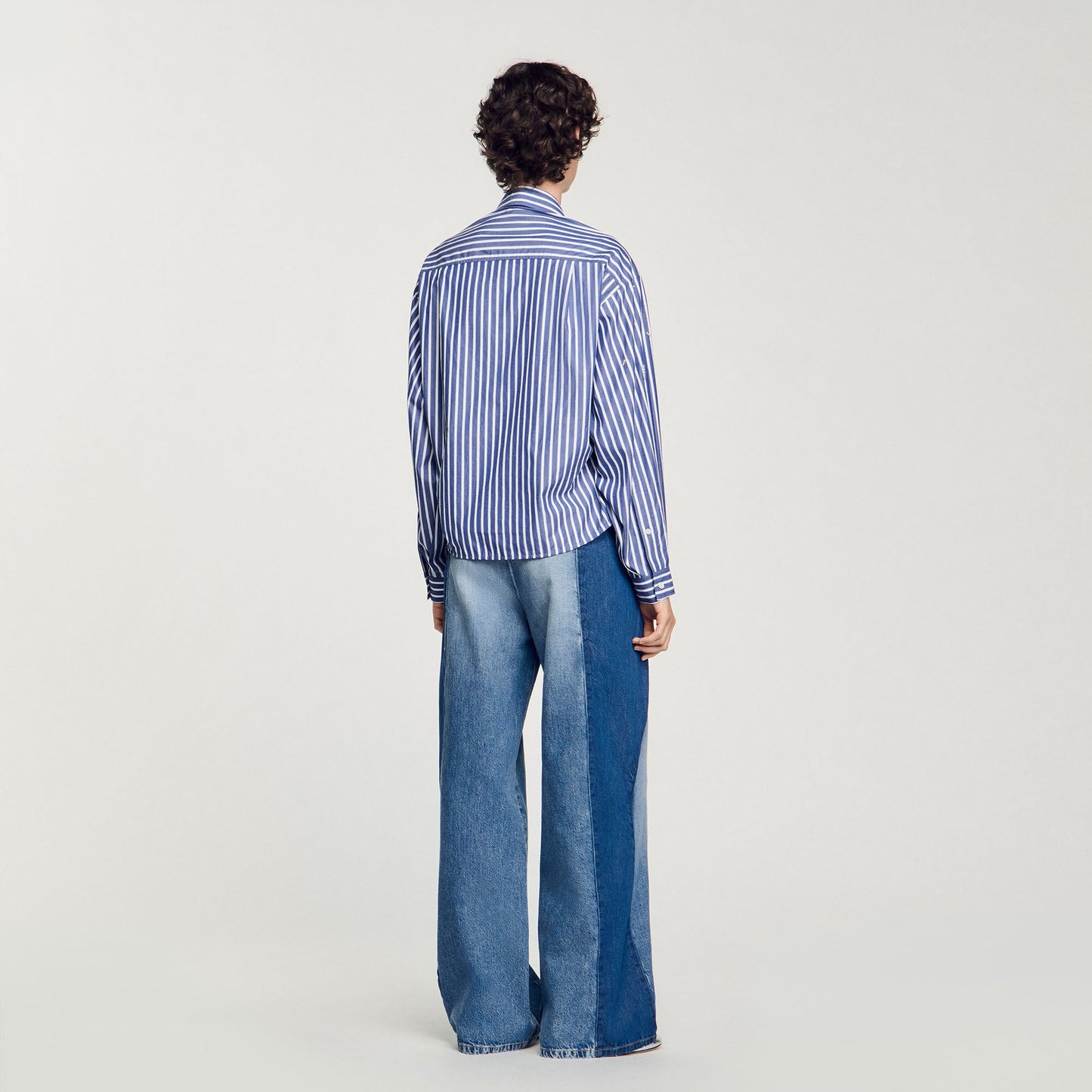 Beaded Striped Shirt Blue