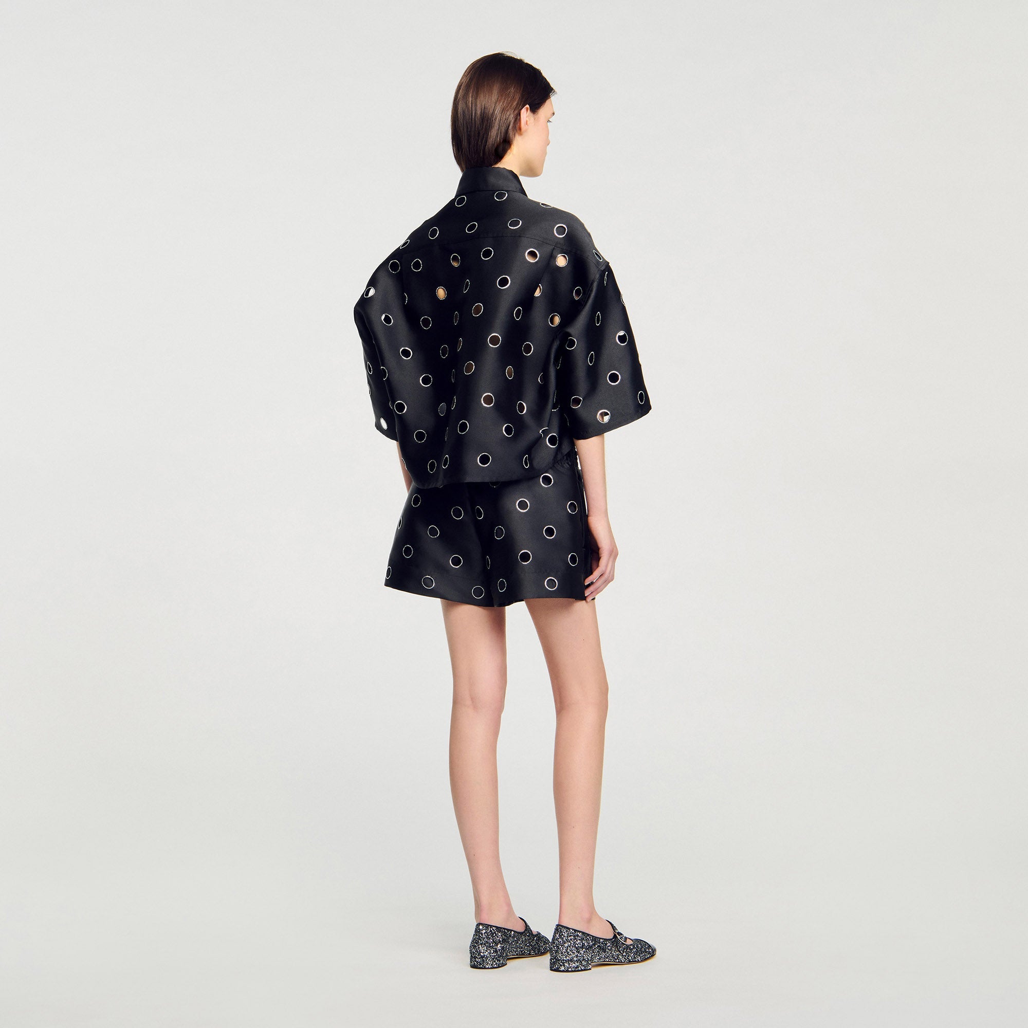 Jupiter Denim Shirt With Rhinestones Black