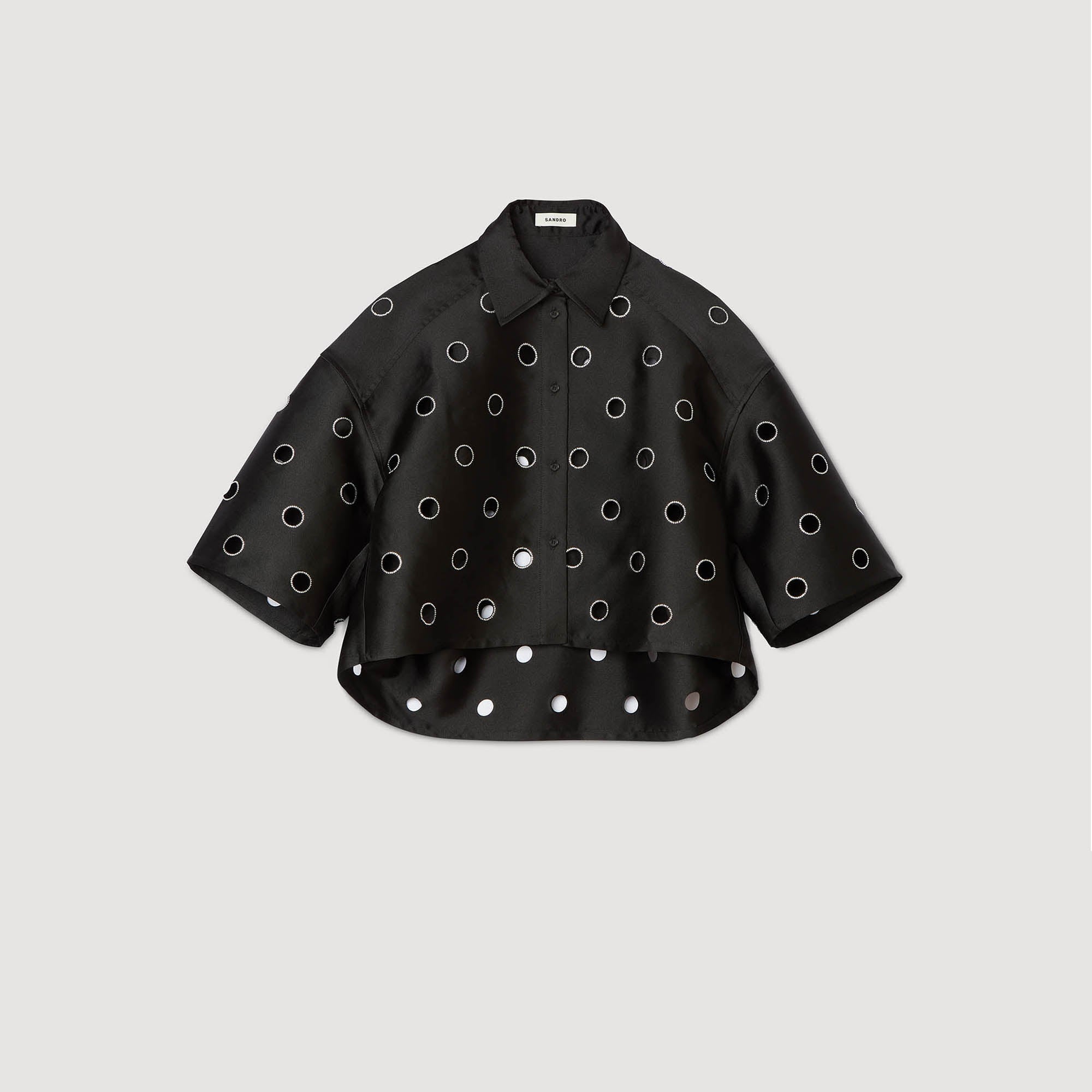 Jupiter Denim Shirt With Rhinestones Black