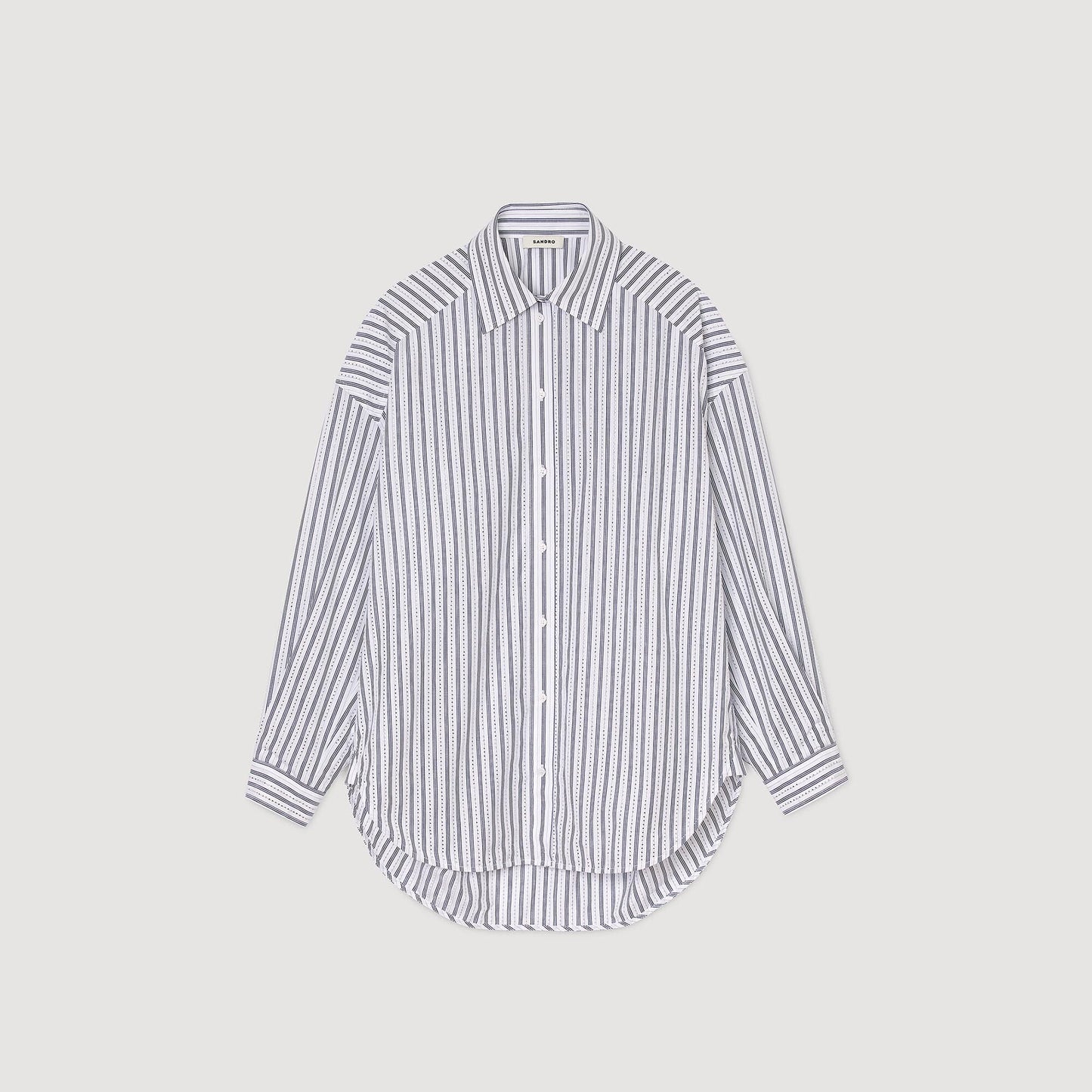 Striped Rhinestone Shirt White