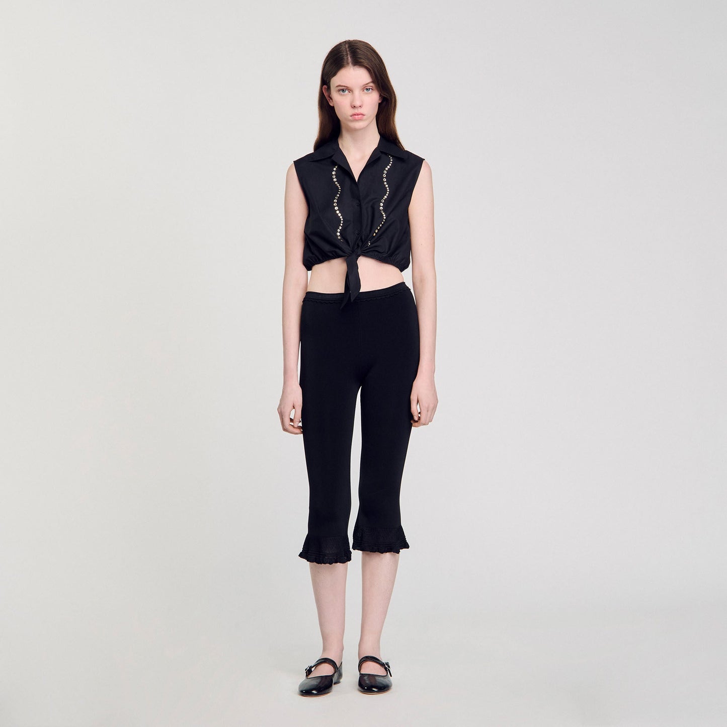 Tel Crystal Embellished Top Black