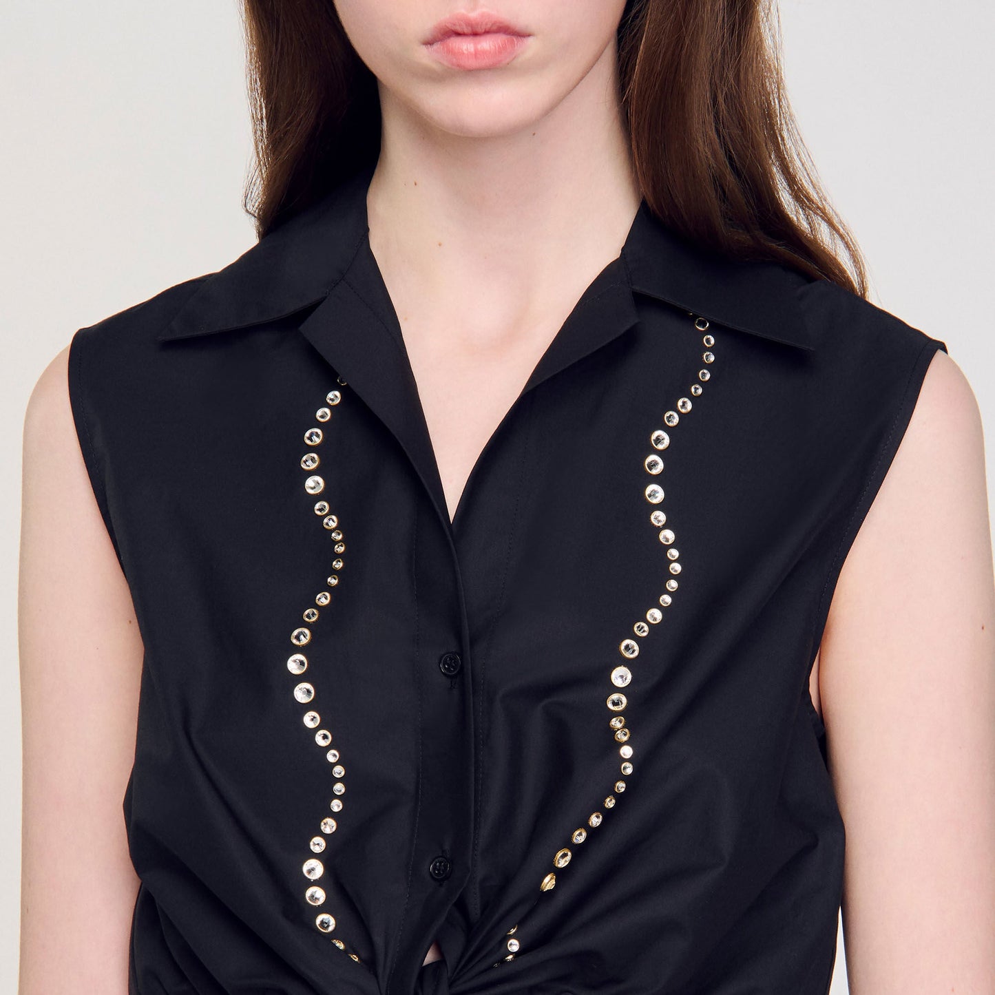 Tel Crystal Embellished Top Black
