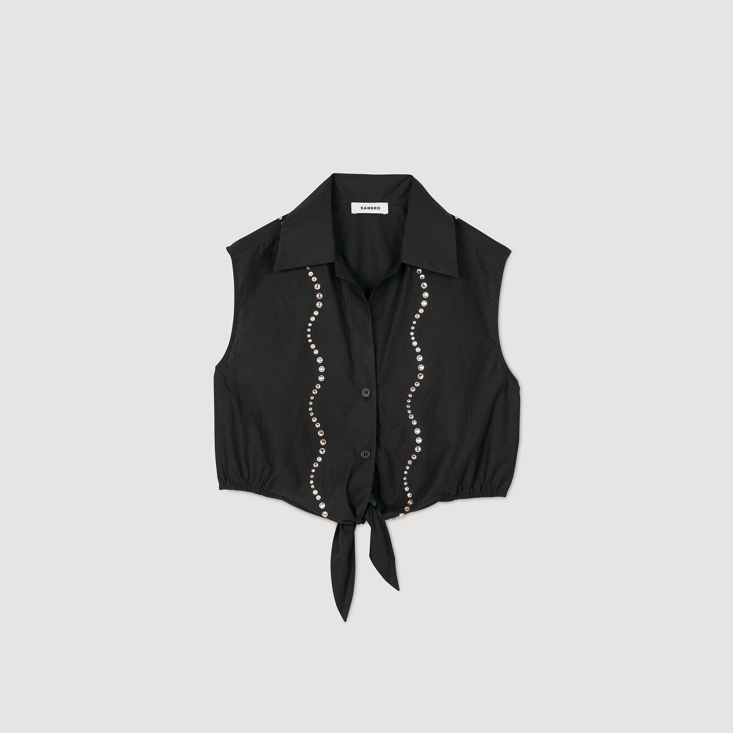 Tel Crystal Embellished Top Black