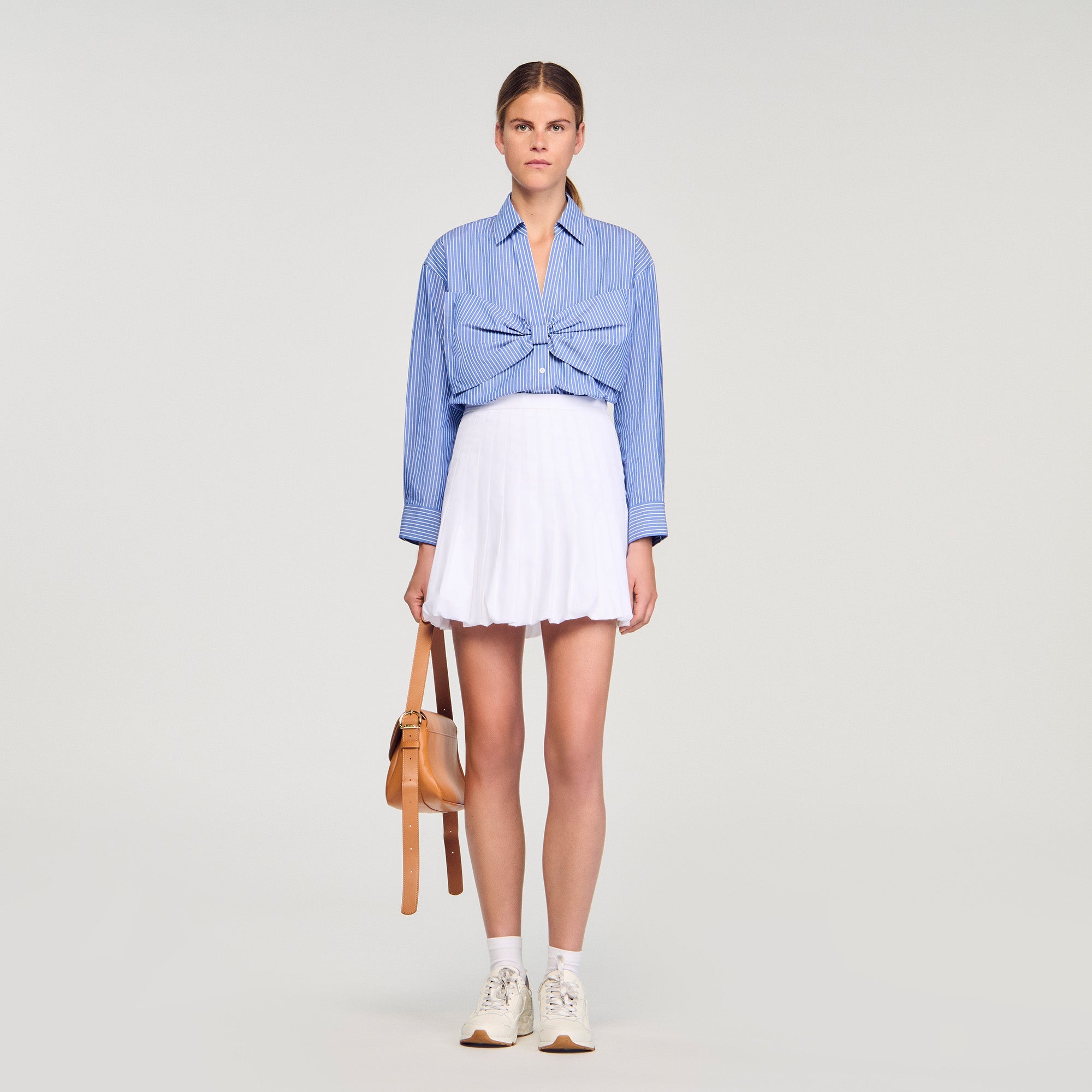 Noeline Oversized Bow Shirt Blu / White