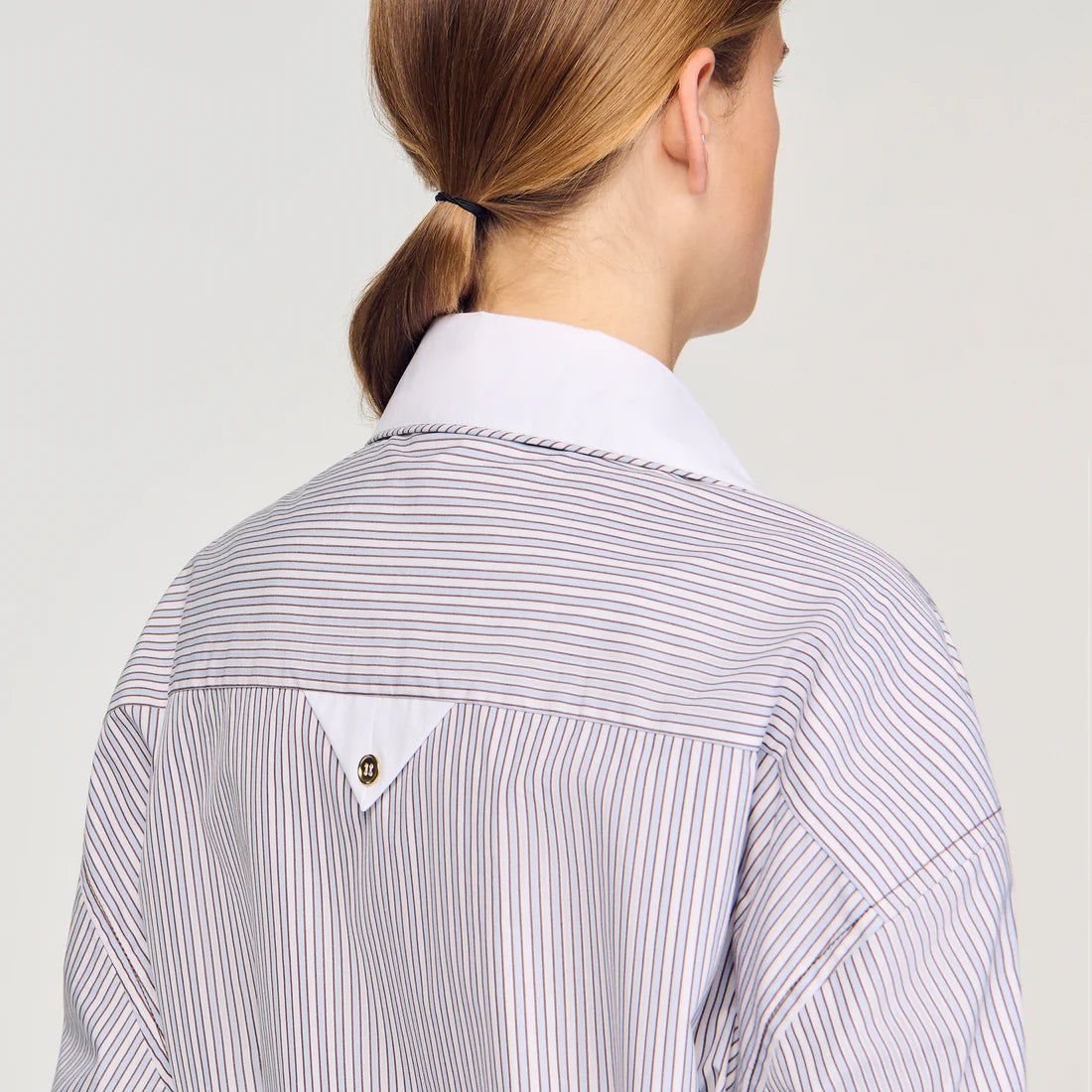 Kelly Oversized Striped Shirt Ecru / Bleu