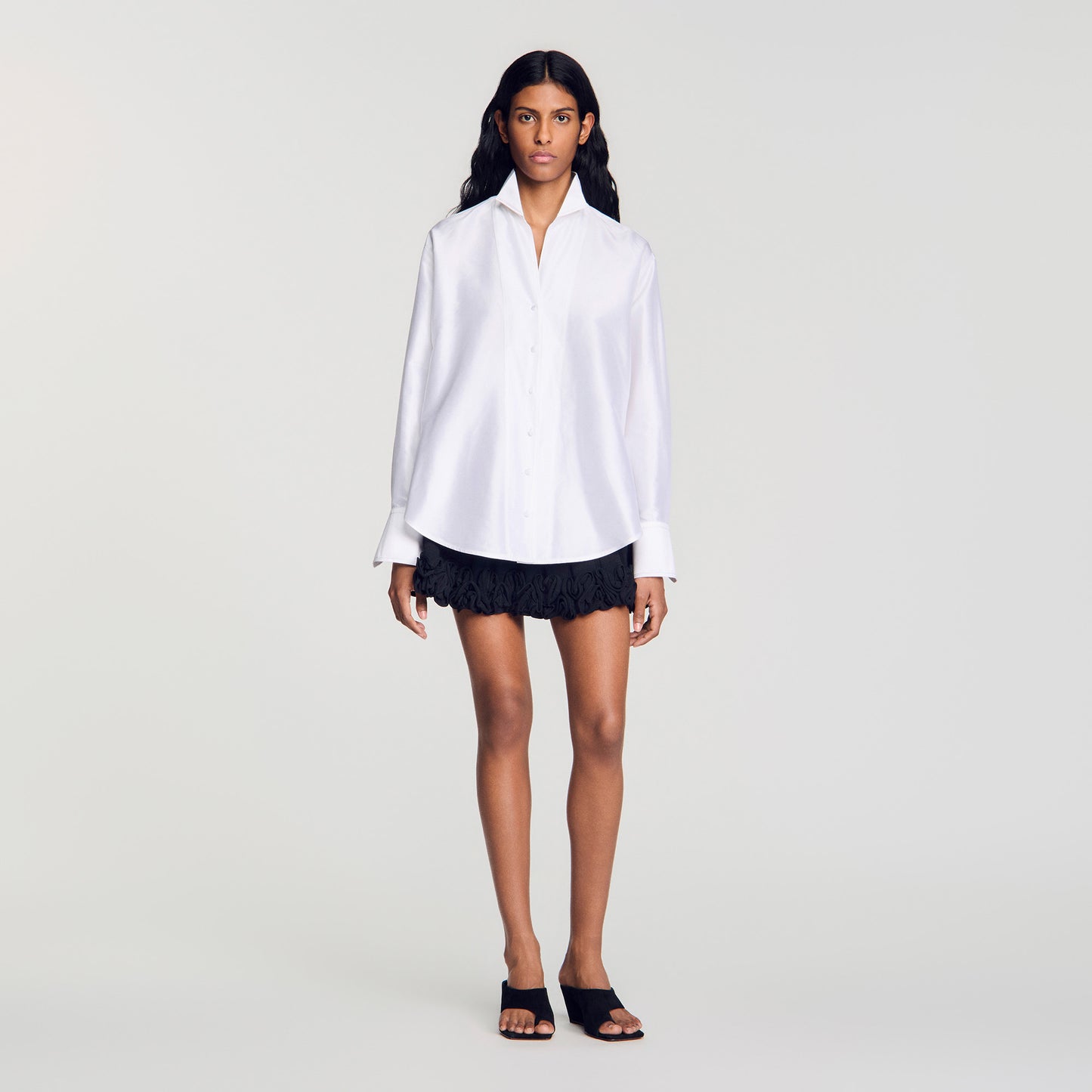 Portocello Oversized silk satin shirt White