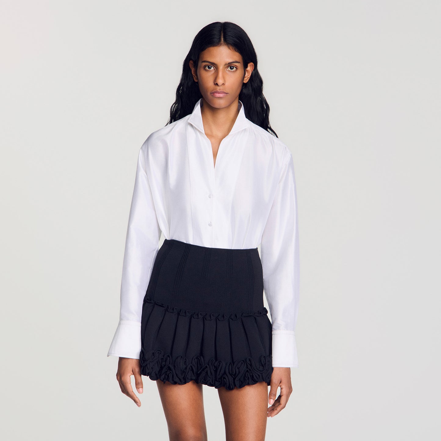 Portocello Oversized silk satin shirt White