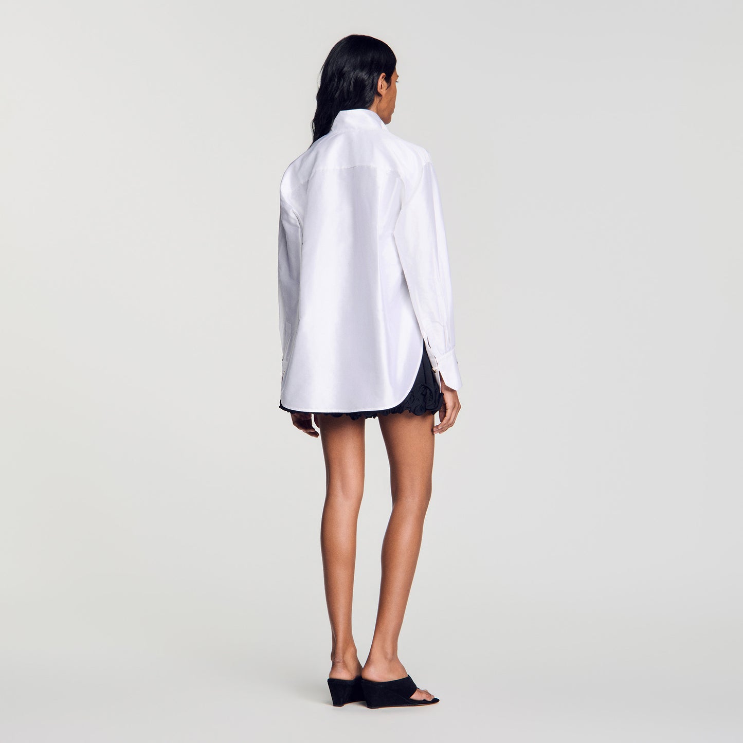 Portocello Oversized silk satin shirt White