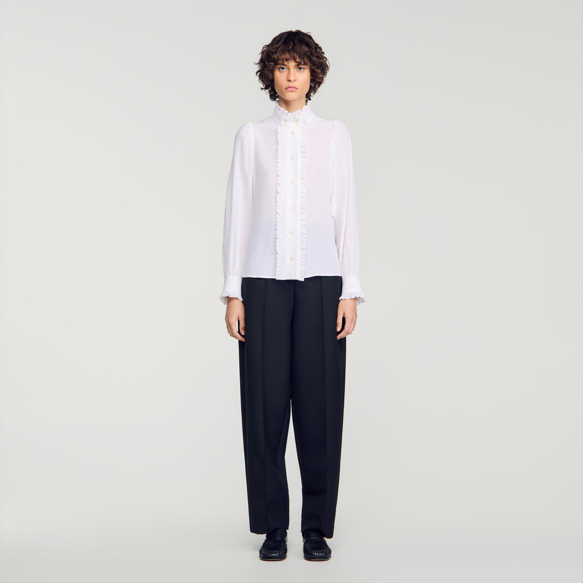 Hortense Silk shirt with gathered collar White