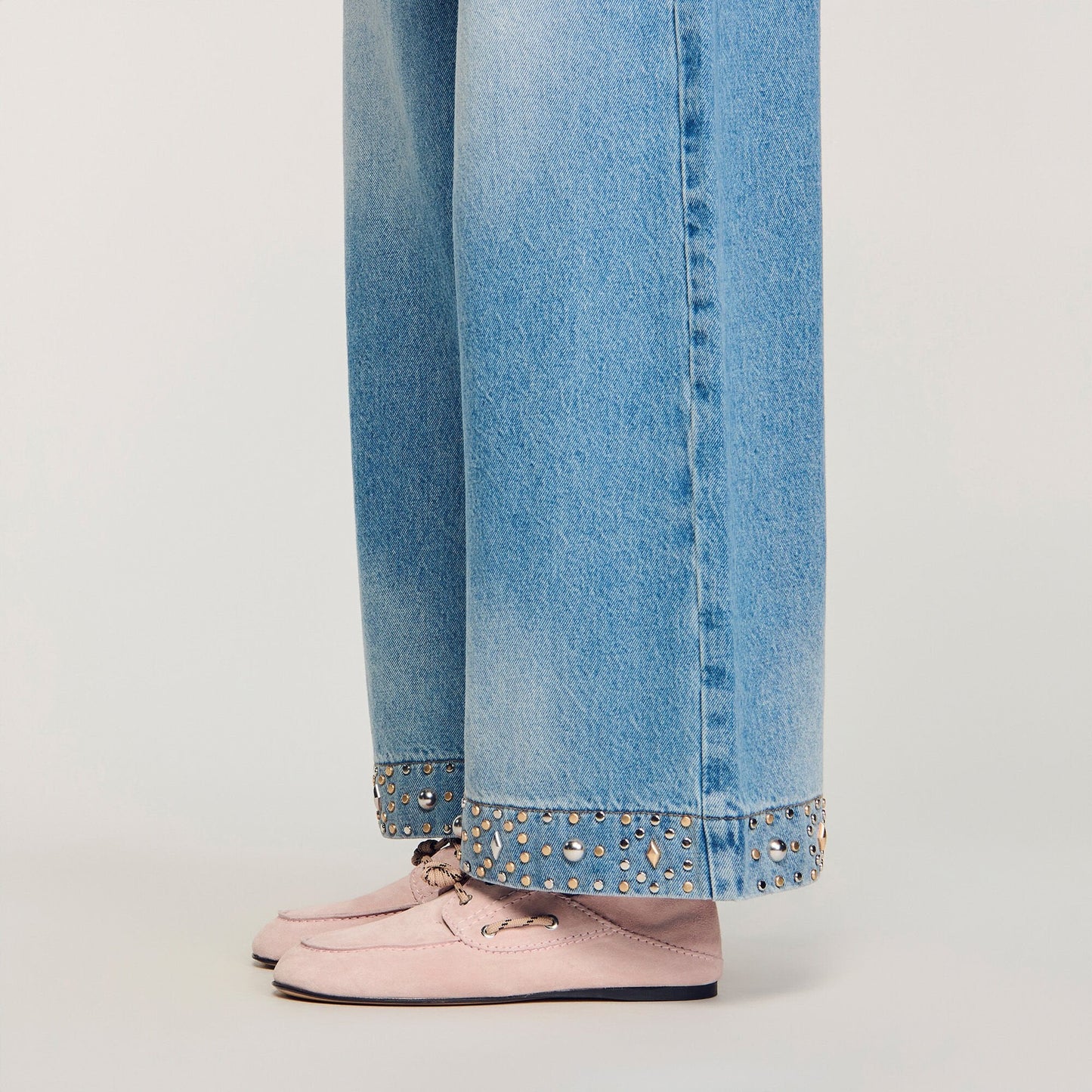 Lio Rhinestone Straight-Leg Jeans Blue Jean