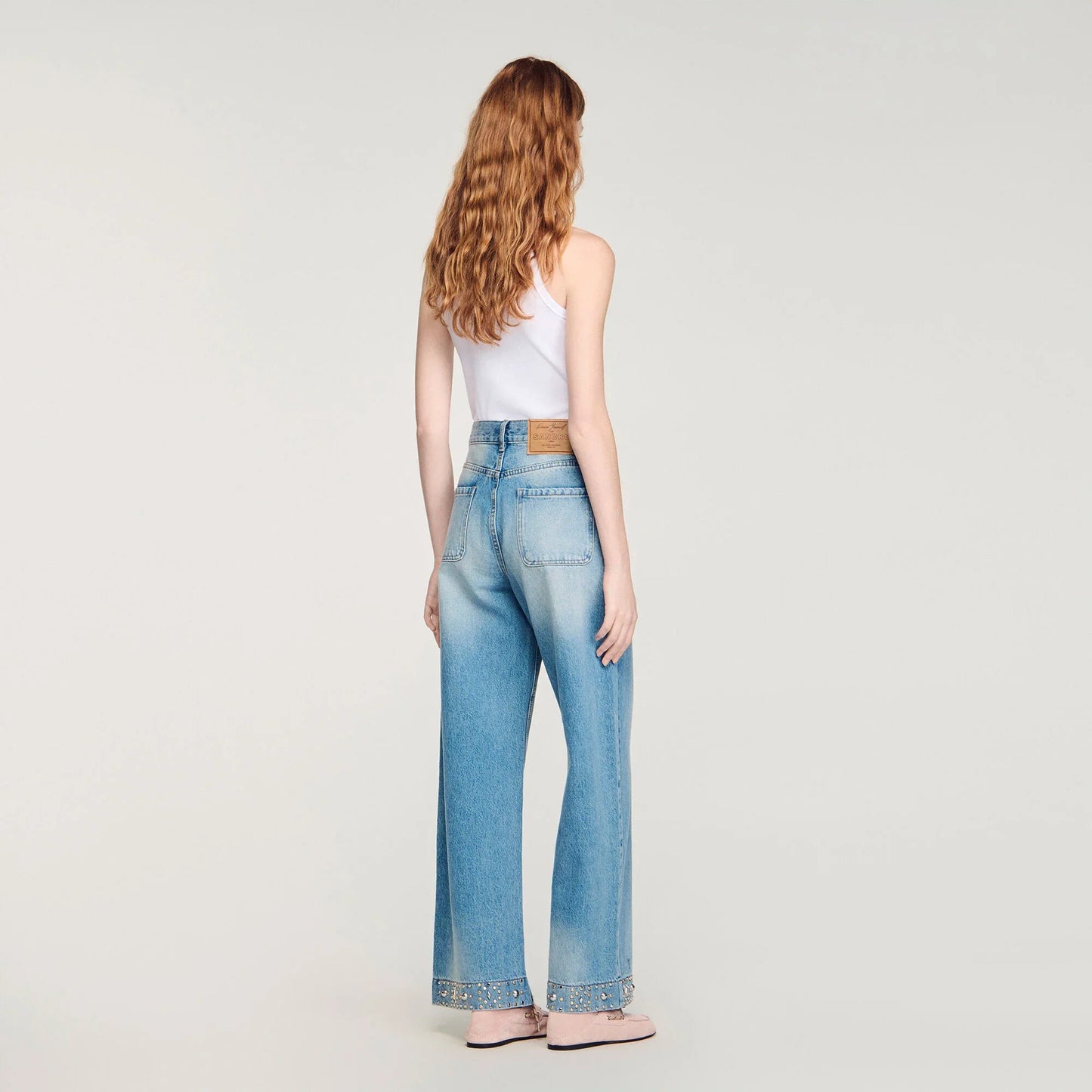 Lio Rhinestone Straight-Leg Jeans Blue Jean
