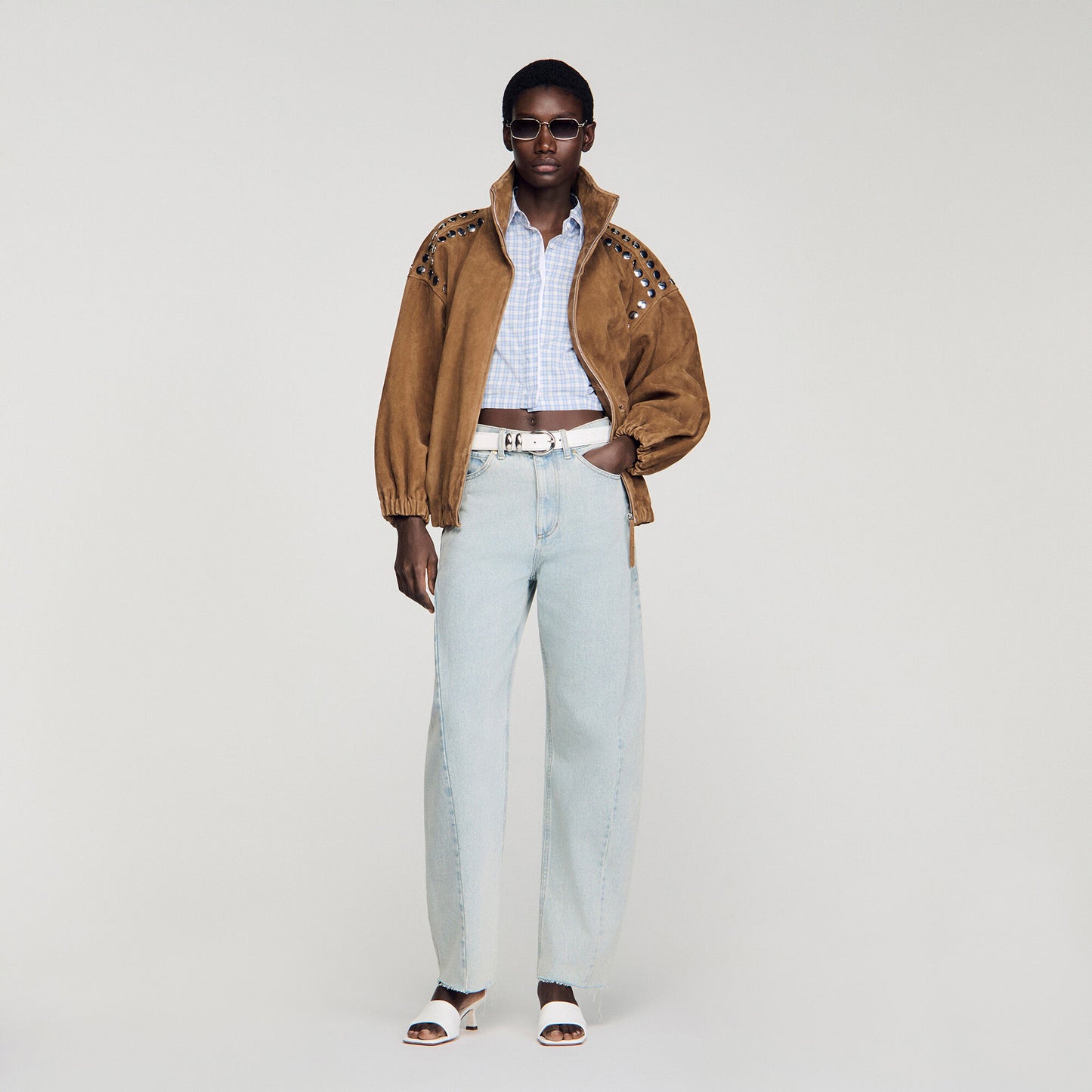 Ethan Faded Barrel Cotton Jeans Sky Blue