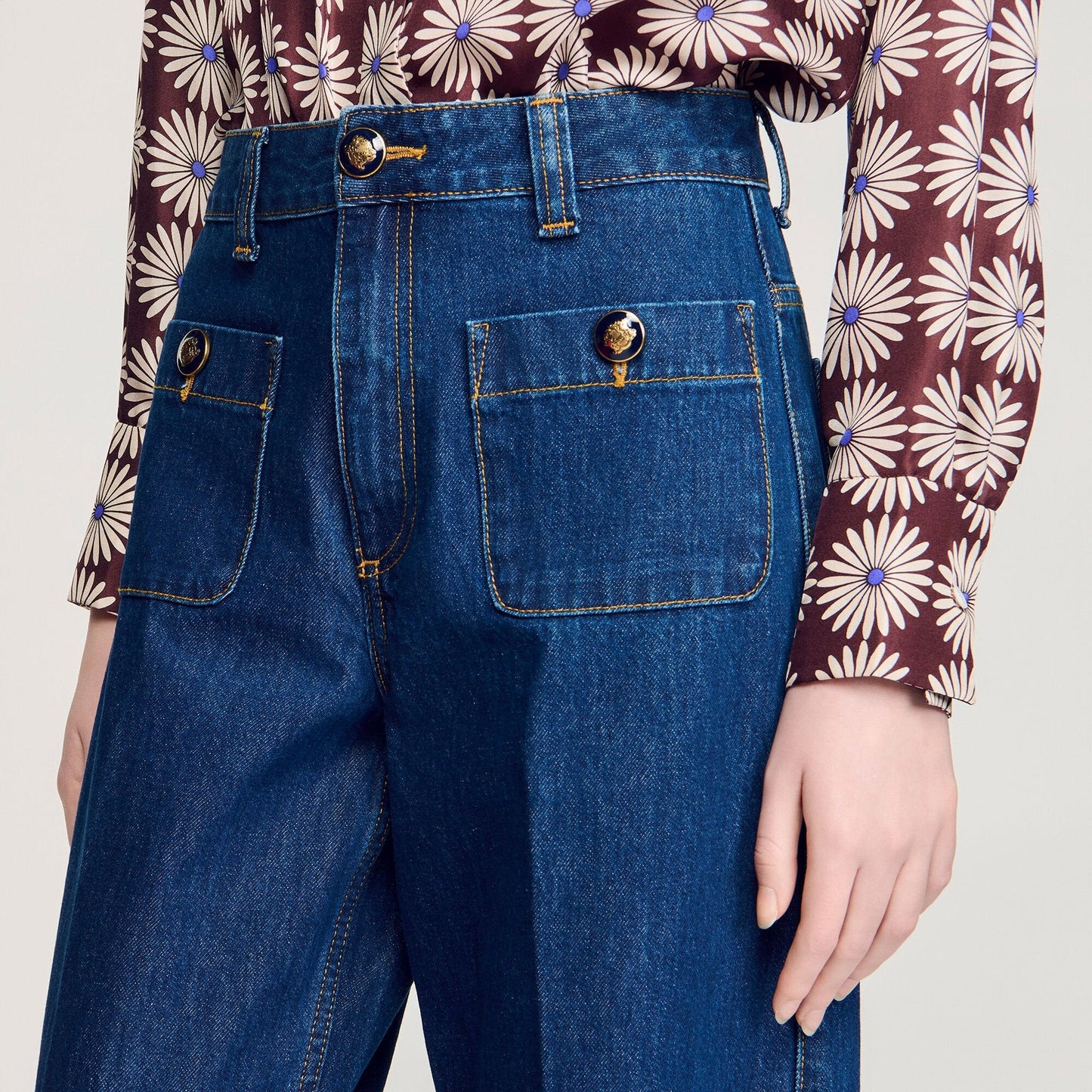 Floride Raw Straight Patch Pocket Jeans Deep Blu