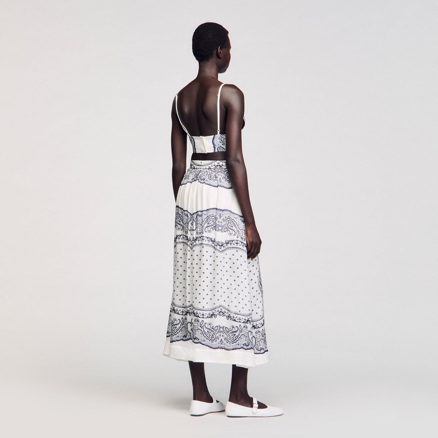 Oranne Bandana-Motif Skirt Shorts White / Blue