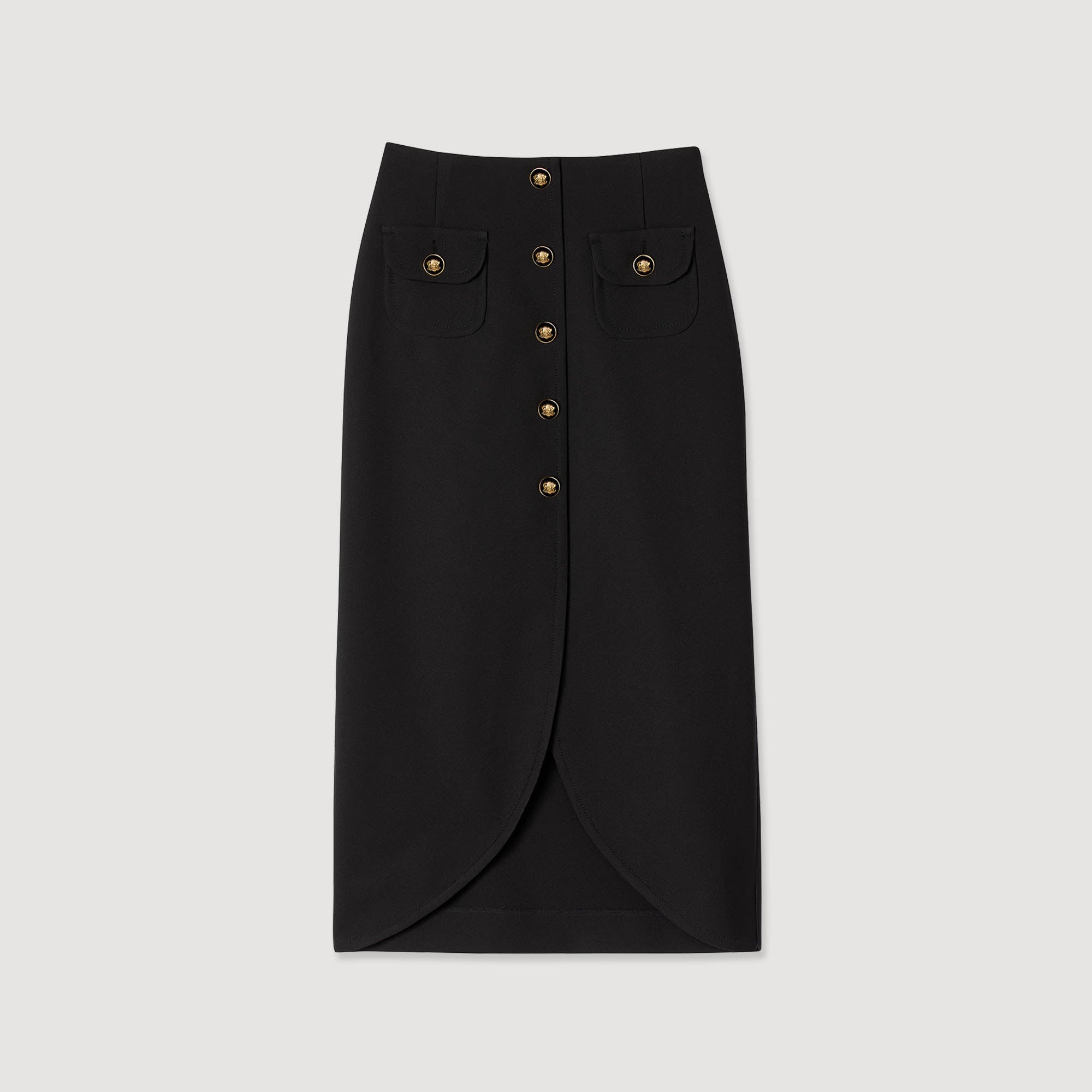 Buttoned Midi Skirt Black