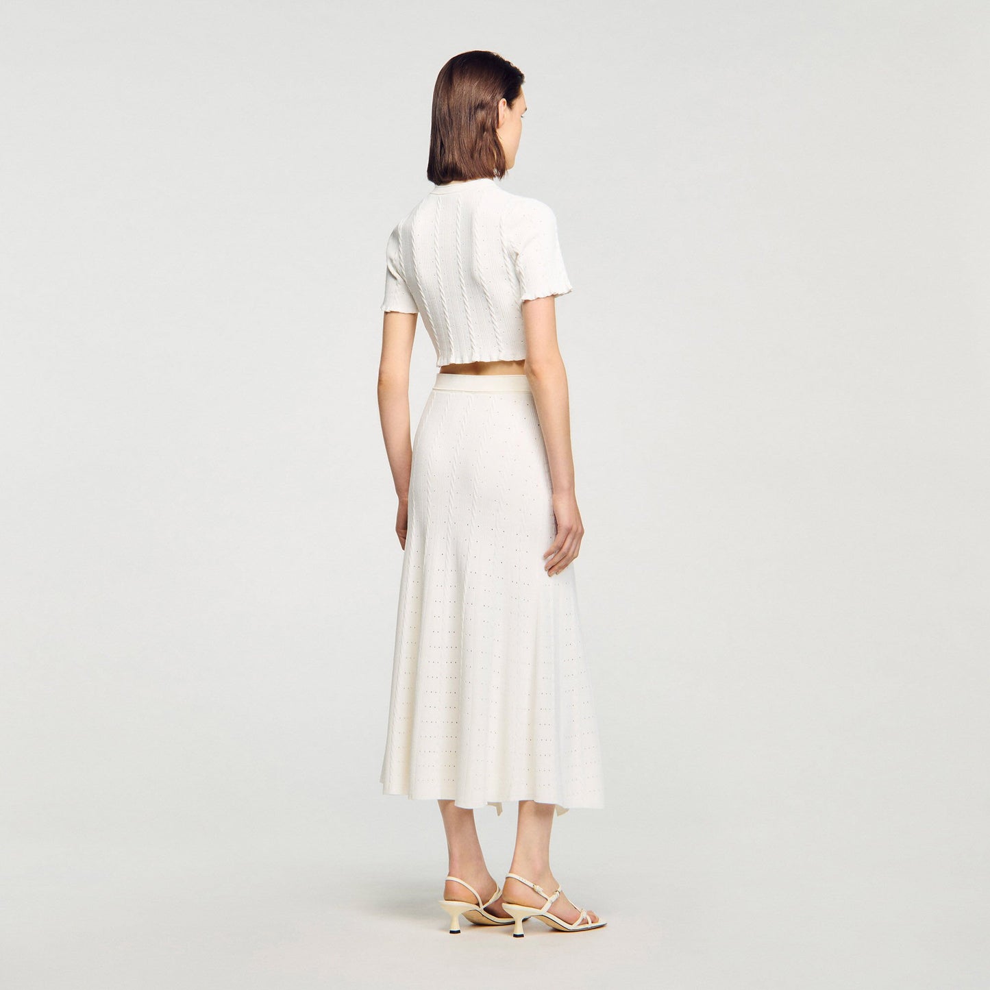 Venice Pointelle Knit Maxi Skirt Ecru