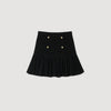 Short Pleated Knit Skirt Black