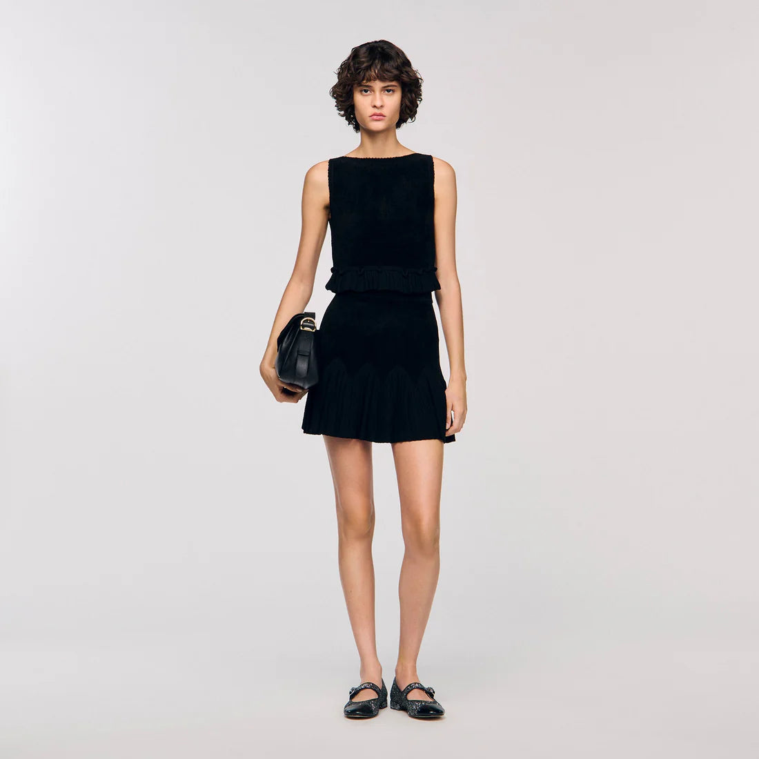 Orea Short Two-Tone Skirt Black