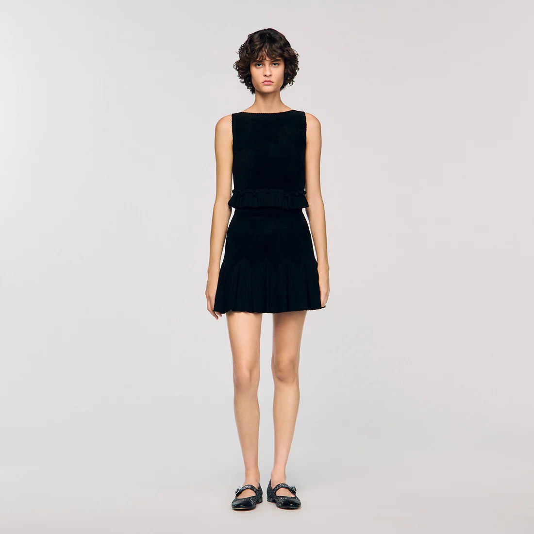 Orea Short Two-Tone Skirt Black