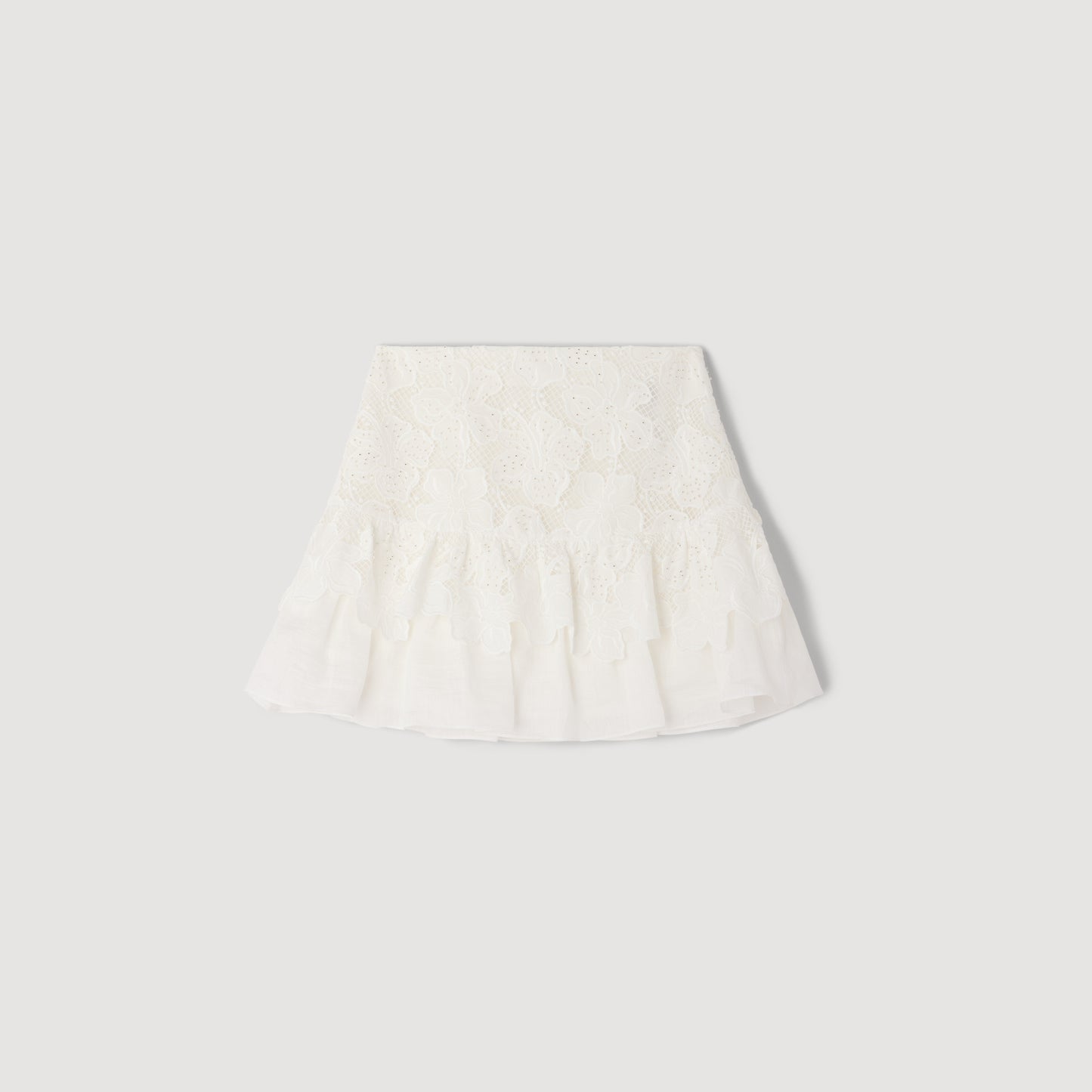 Nayla Short Guipure Skirt White