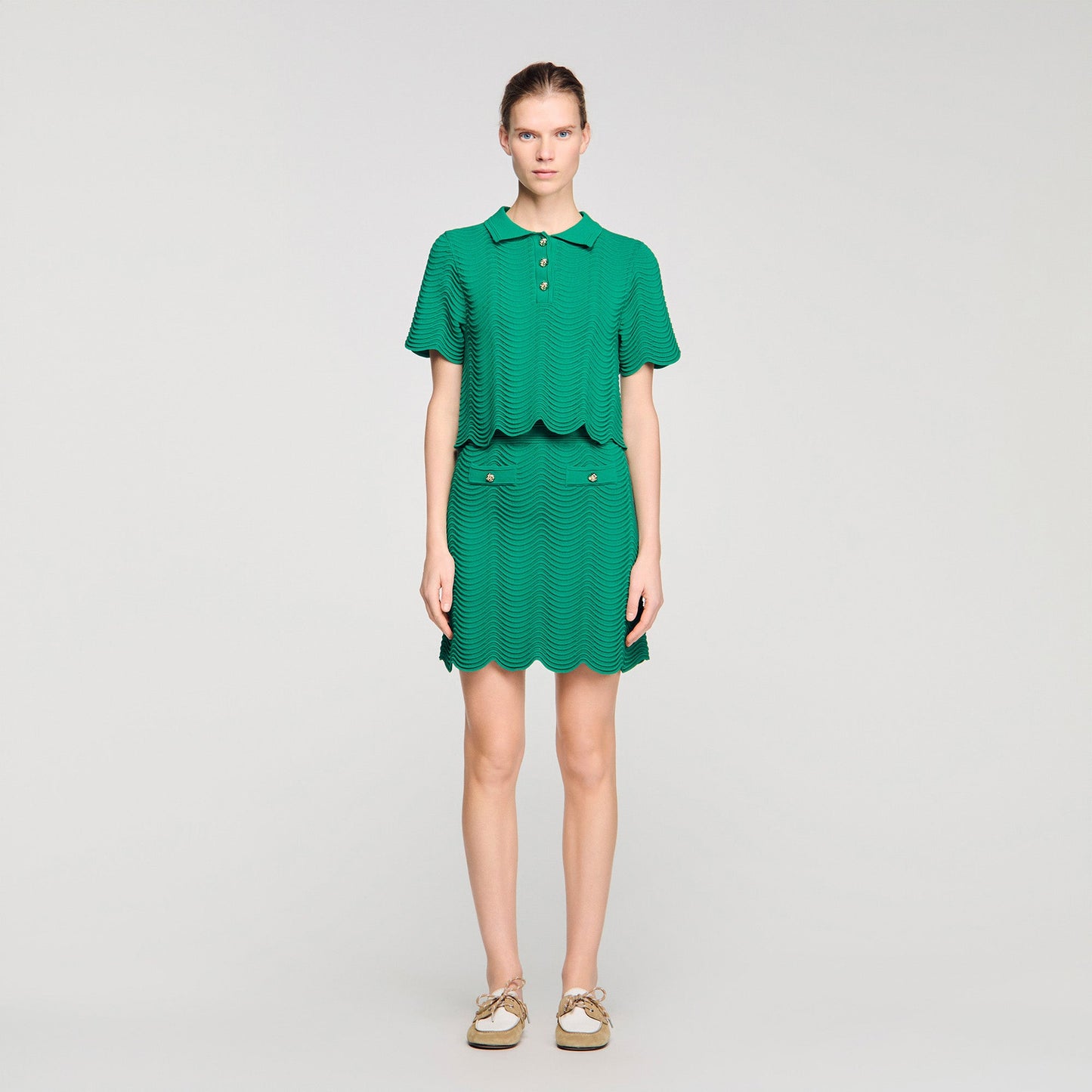 Bamba Short Decorative Knit Skirt EMEURAUDE GREEN