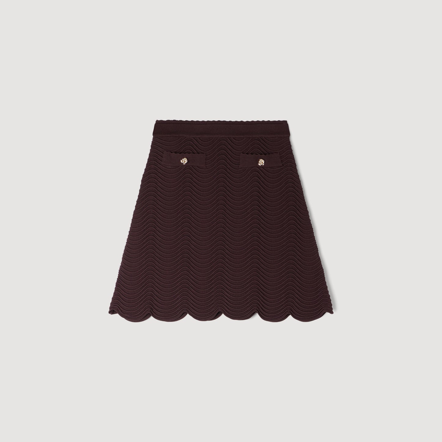 Davia Short Decorative Knit Skirt Brown