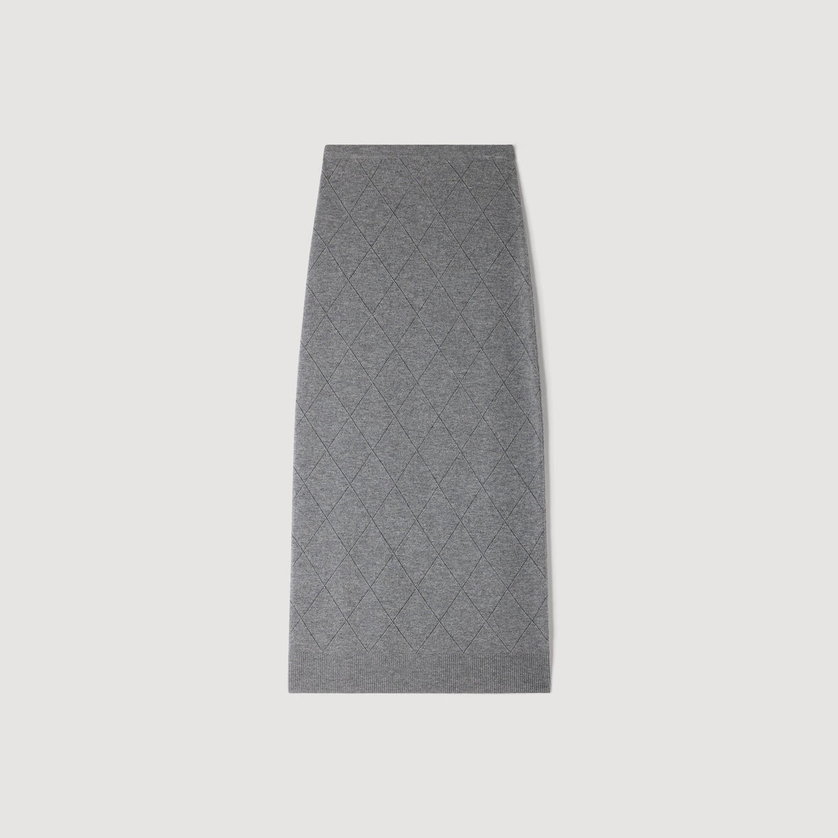 Coralyna Pointelle Knit Maxi Skirt Grey