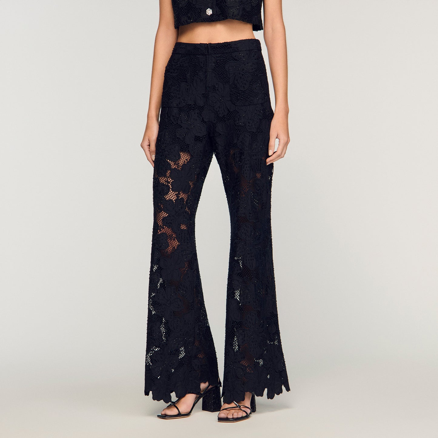 Amani Guipure Lace Trousers Black