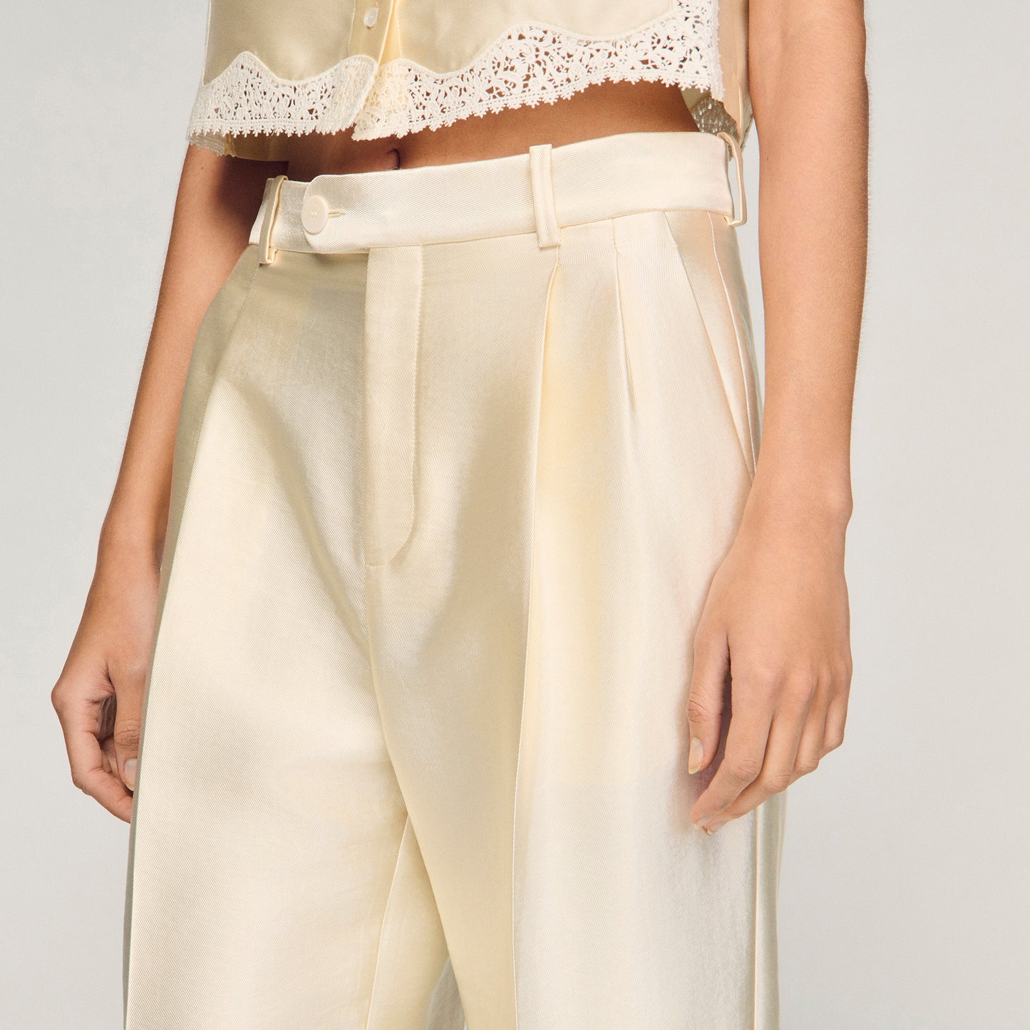 Myrel Satin Trousers Cream