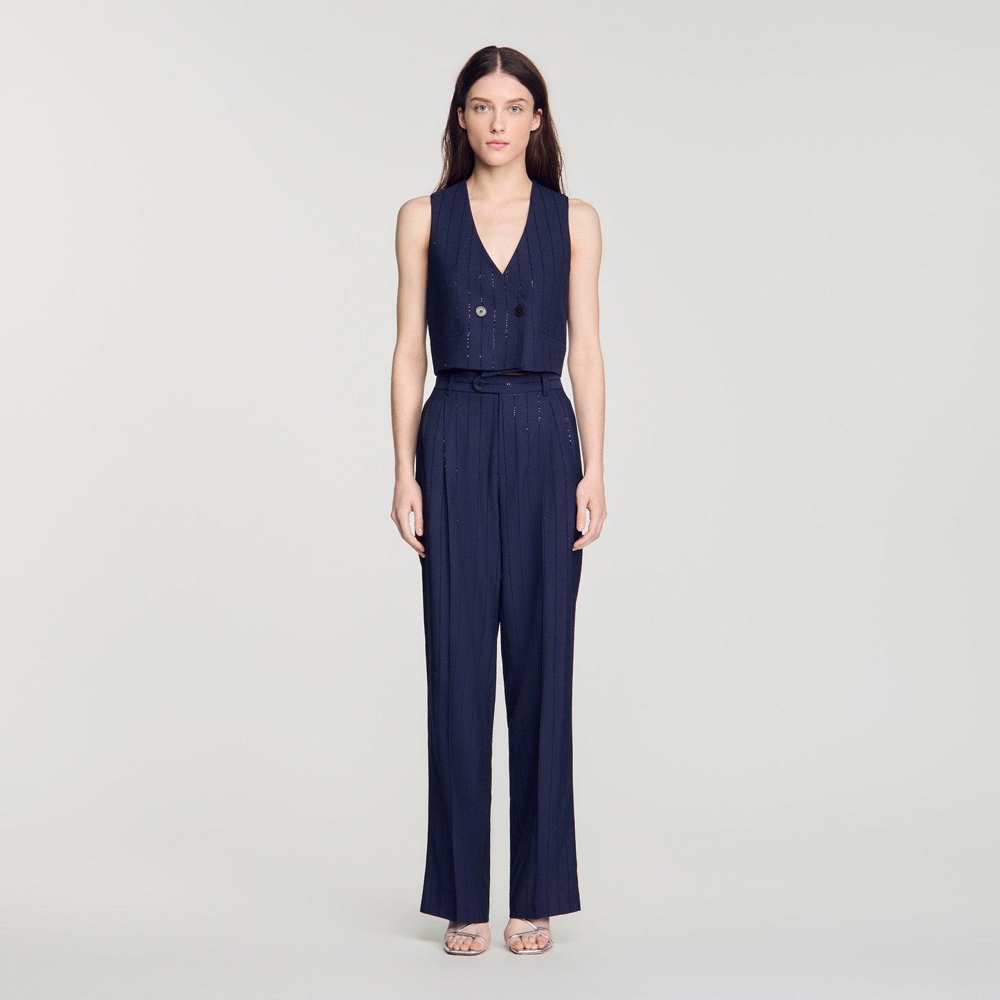 Mabillon Striped sequin trousers Dark Navy