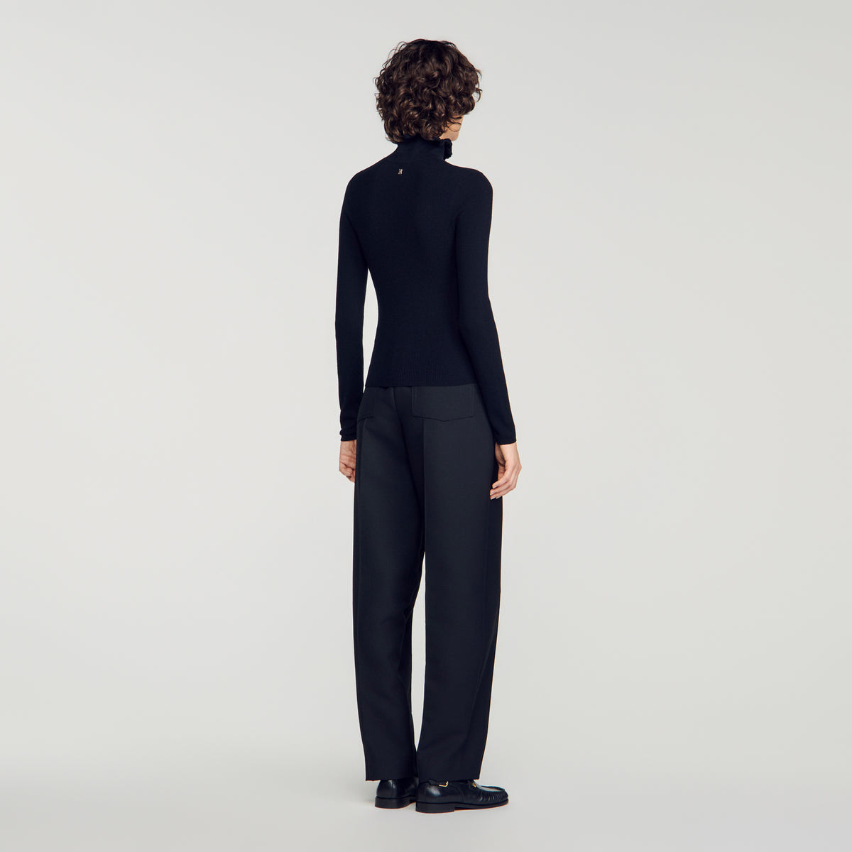 Lana Ruffled roll-neck wool jumper Black