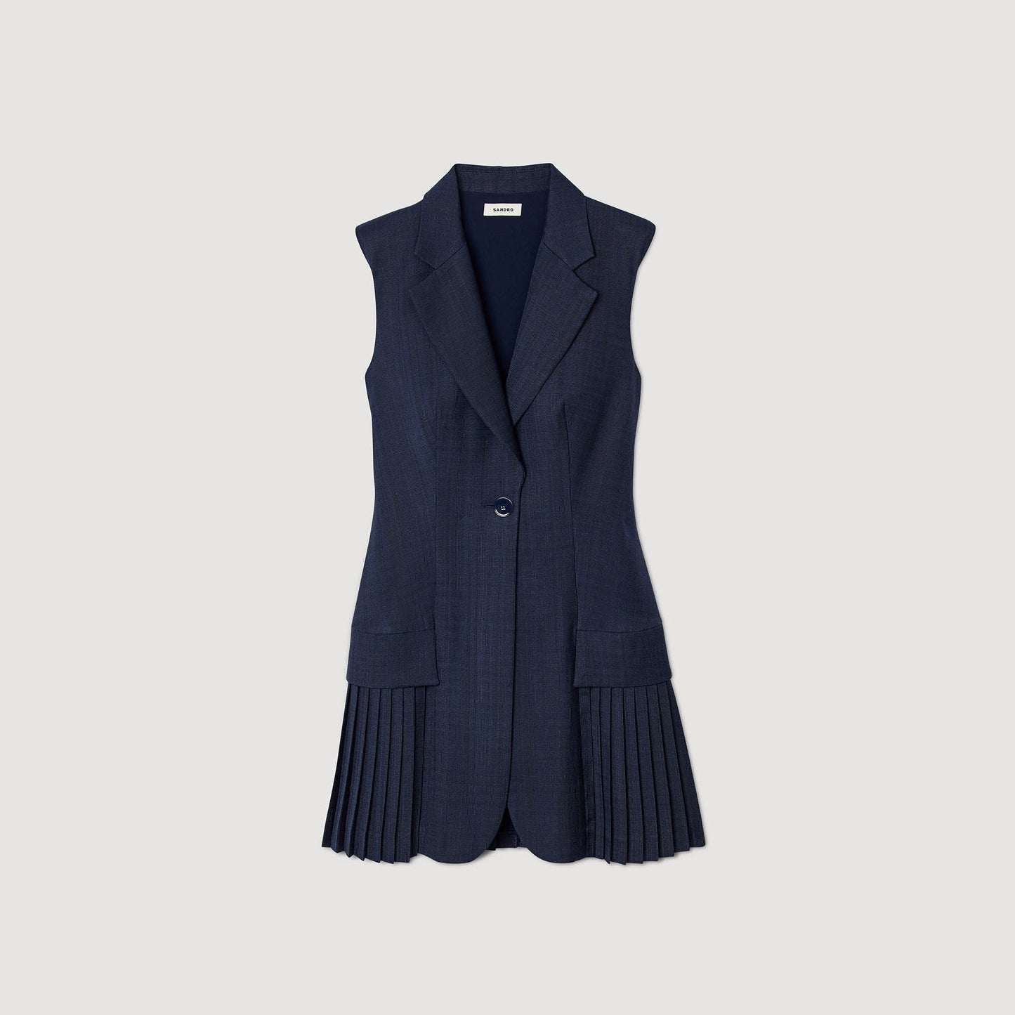 Short Pleated Suit Dress Deep Blu