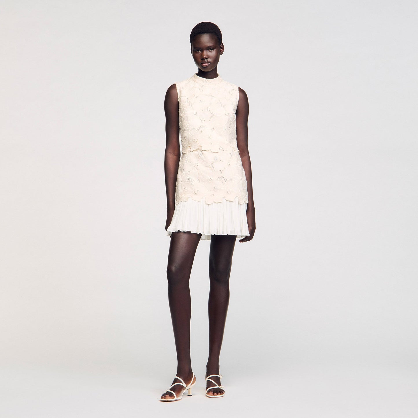 Johanna Short Guipure Dress Ecru