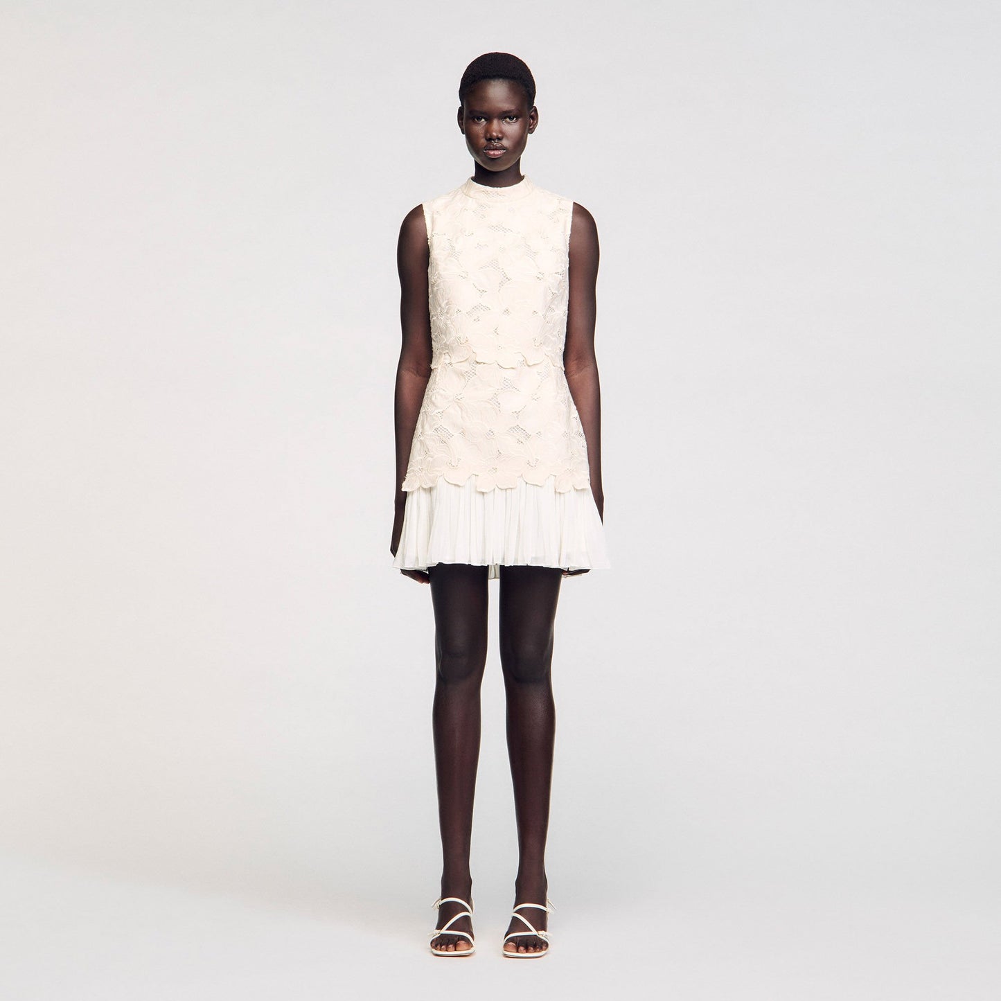 Johanna Short Guipure Dress Ecru