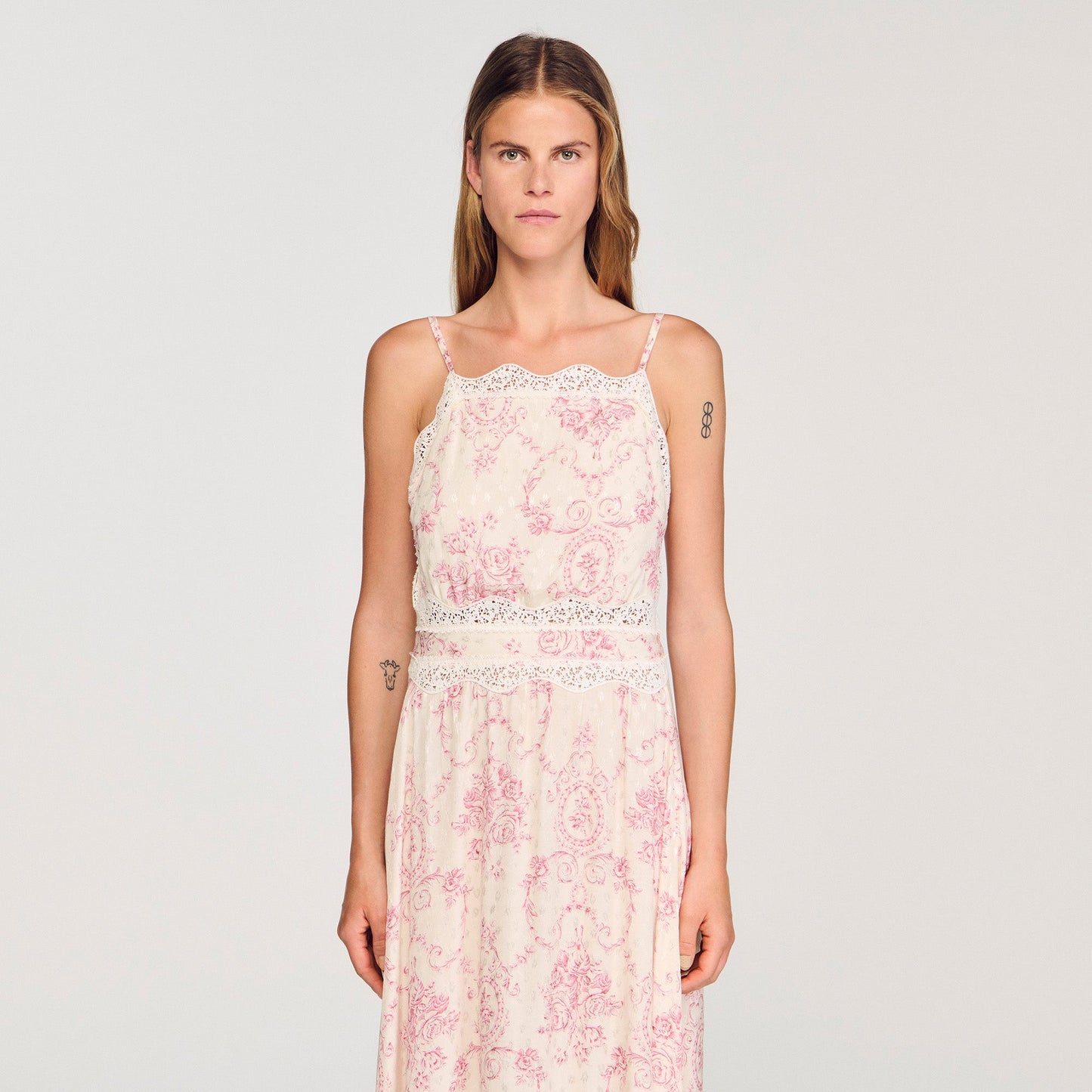 Ballarat Lace-Trimmed Maxi Dress Pink / Ecru