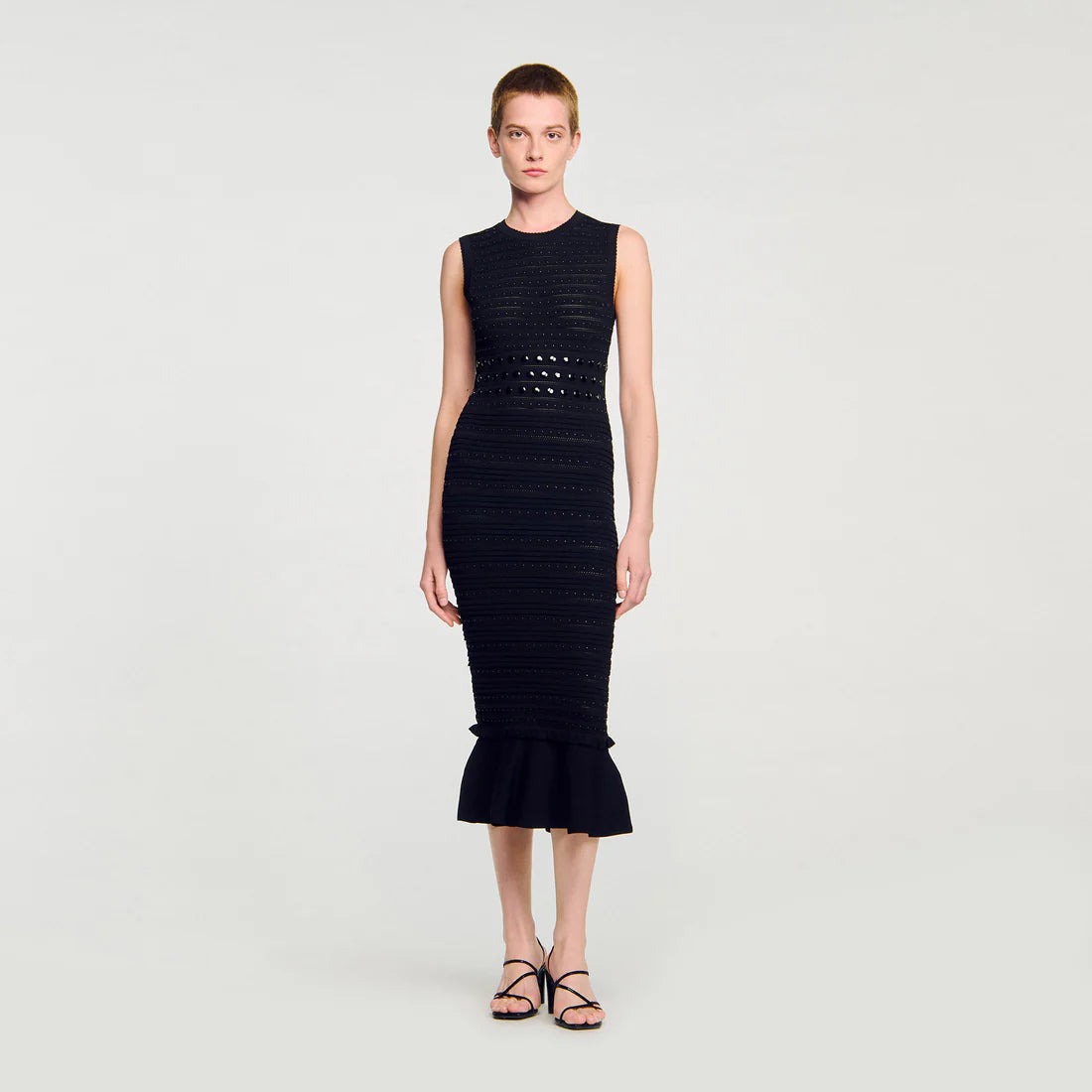 Nefertiti Knit Maxi Dress With Studs Black