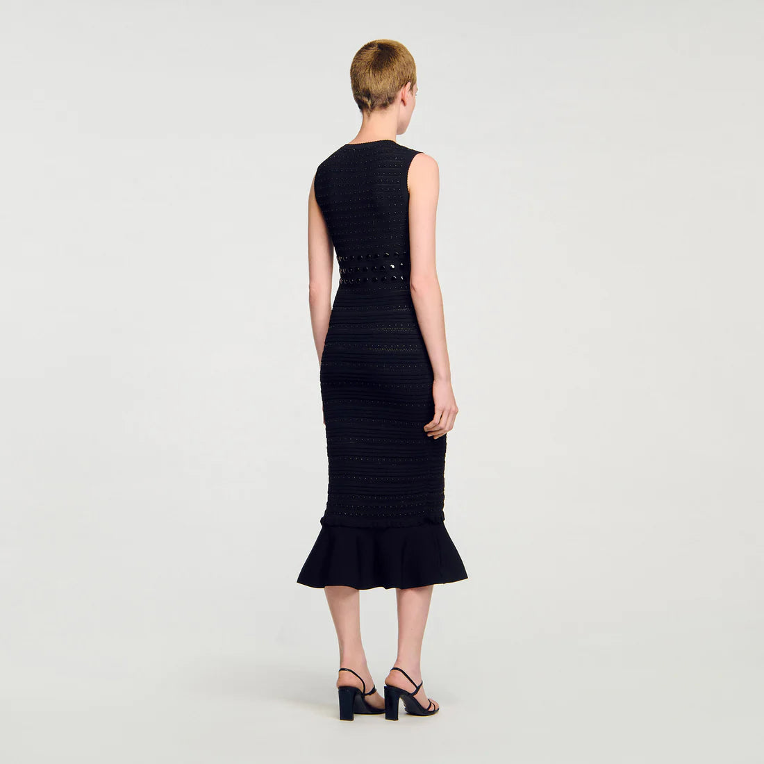 Nefertiti Knit Maxi Dress With Studs Black