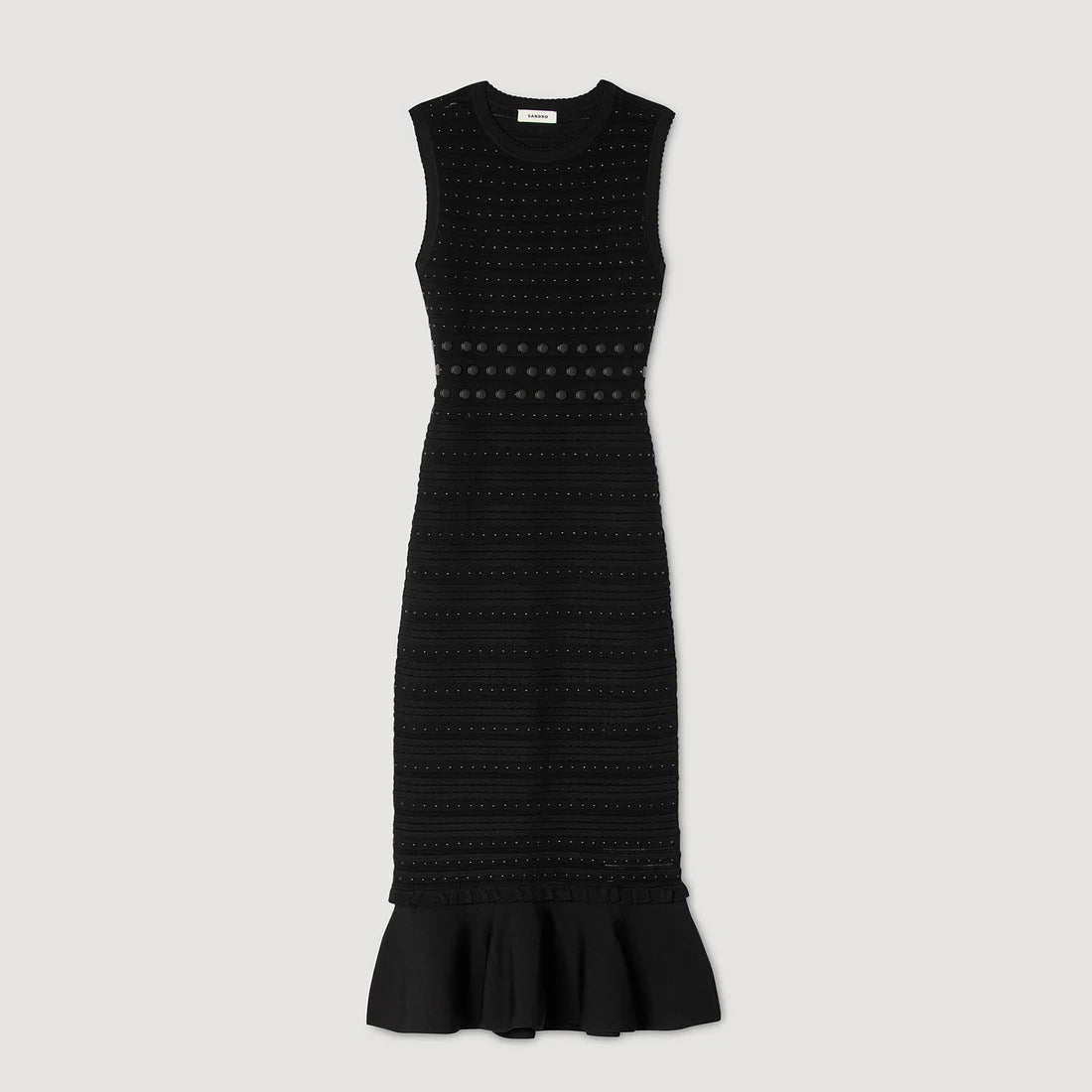 Nefertiti Knit Maxi Dress With Studs Black