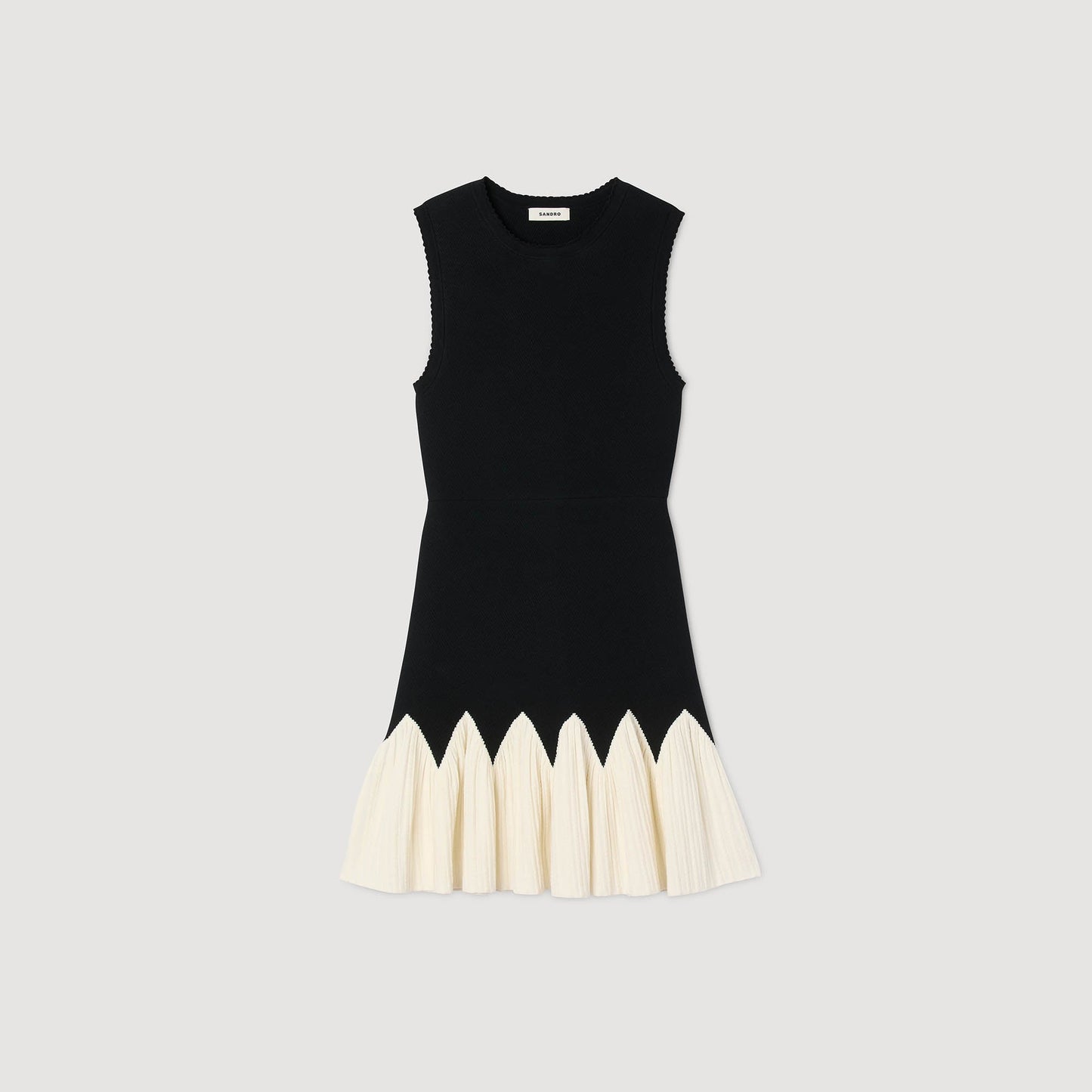 Cassie Two-Tone Short Knit Dress Black / Ecru