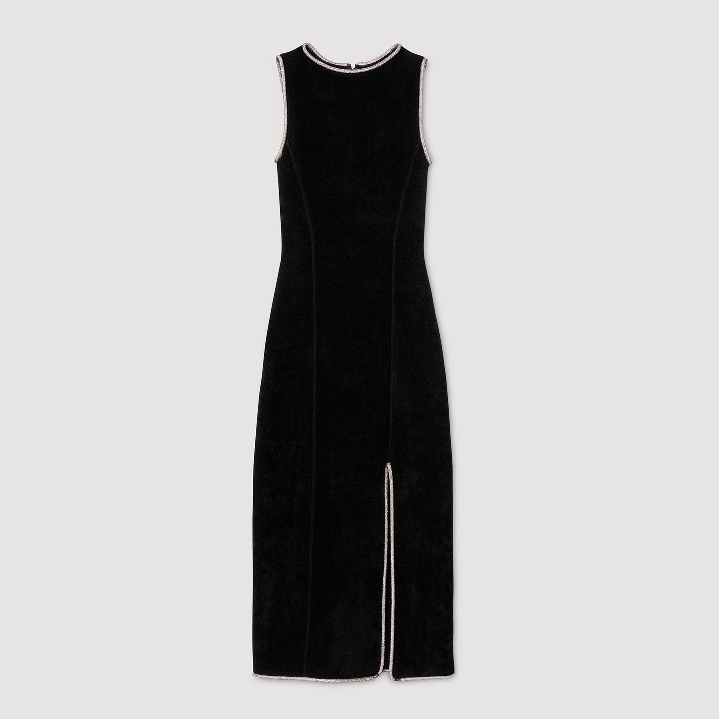 Guoda Rhinestone Slit Maxi Dress Black