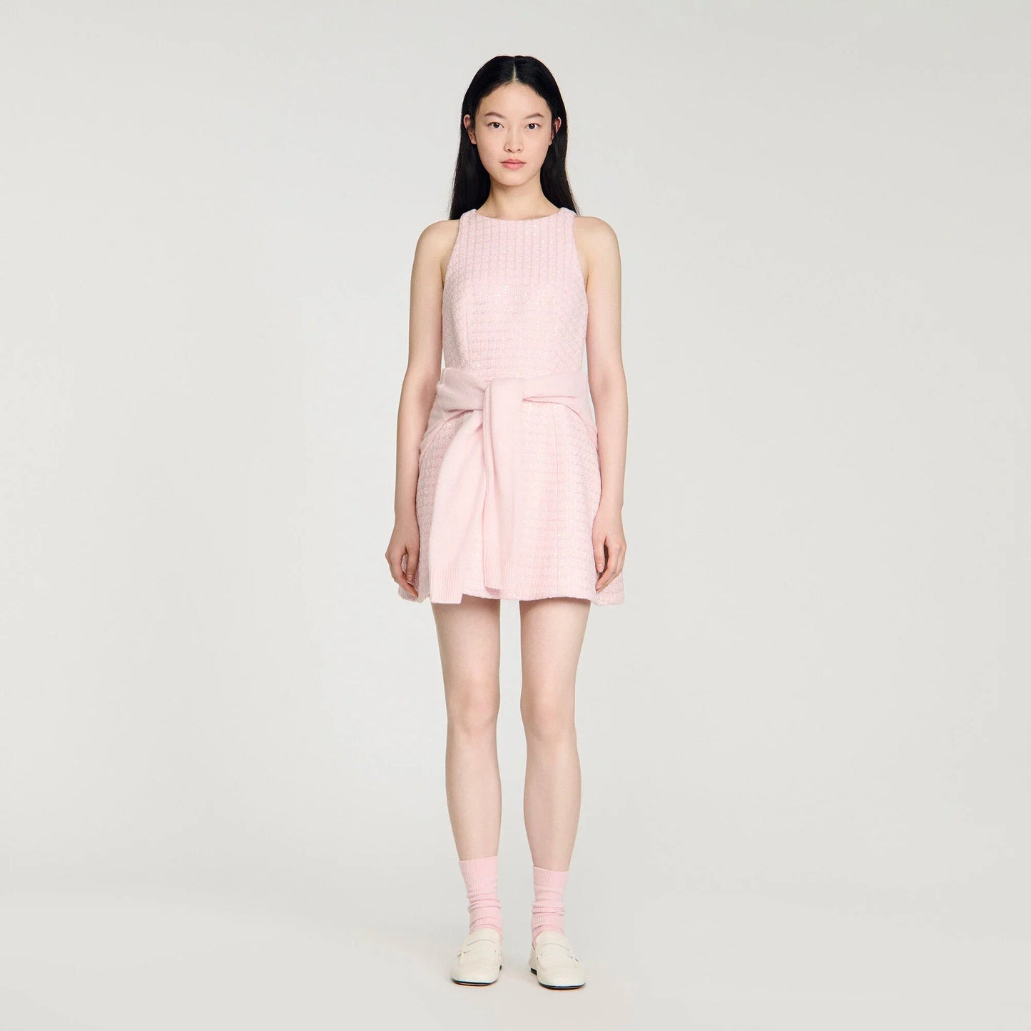 Demirose Sequin Tweed Short Dress Pink