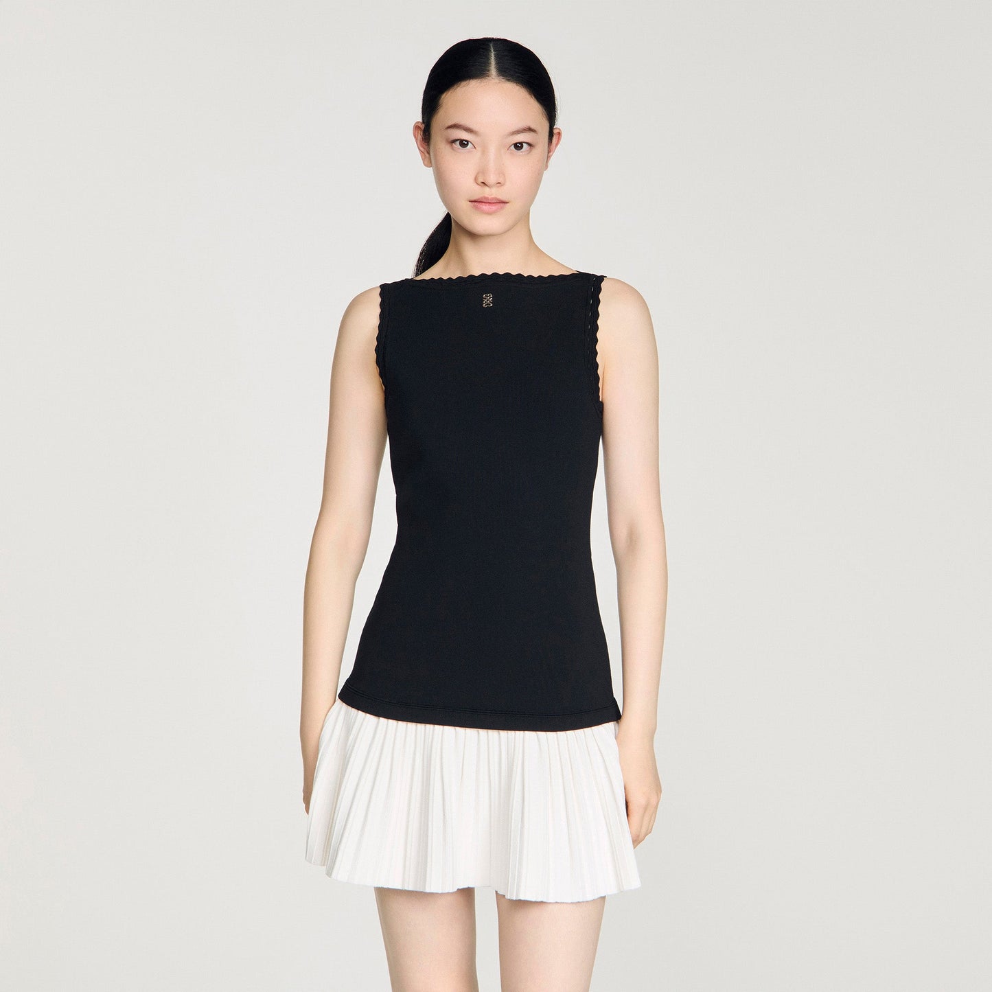 Mendy Two-Tone Short Dress BLACK