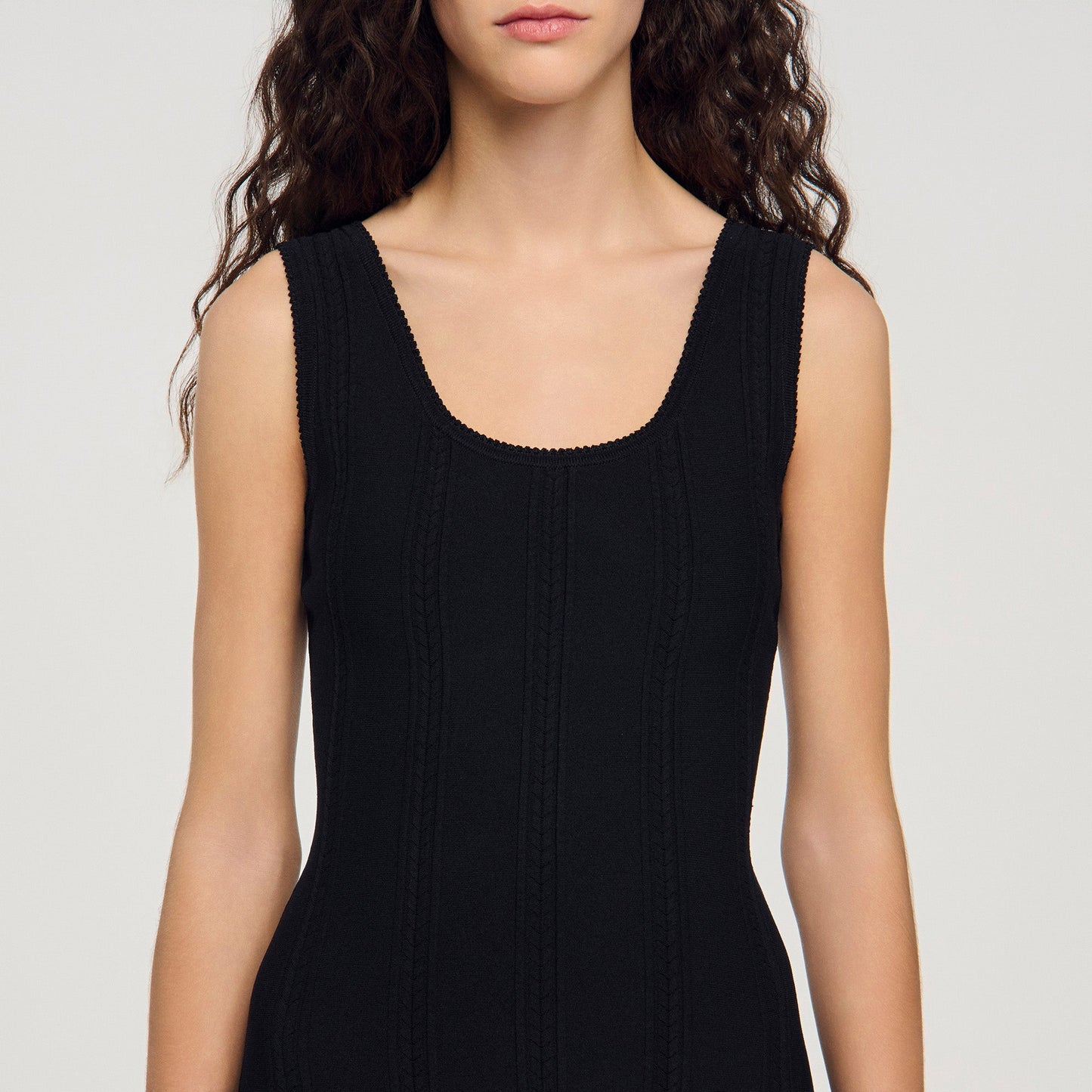 Carla Short Knit Dress With Ruffle Black