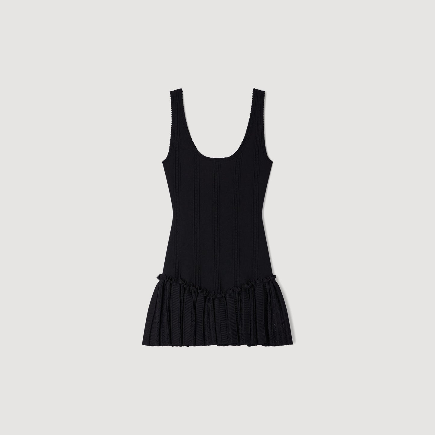 Carla Short Knit Dress With Ruffle Black