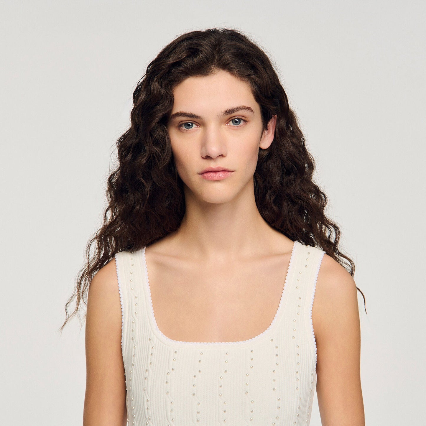 Lyssandra Beaded Knit Short Dress WHITE